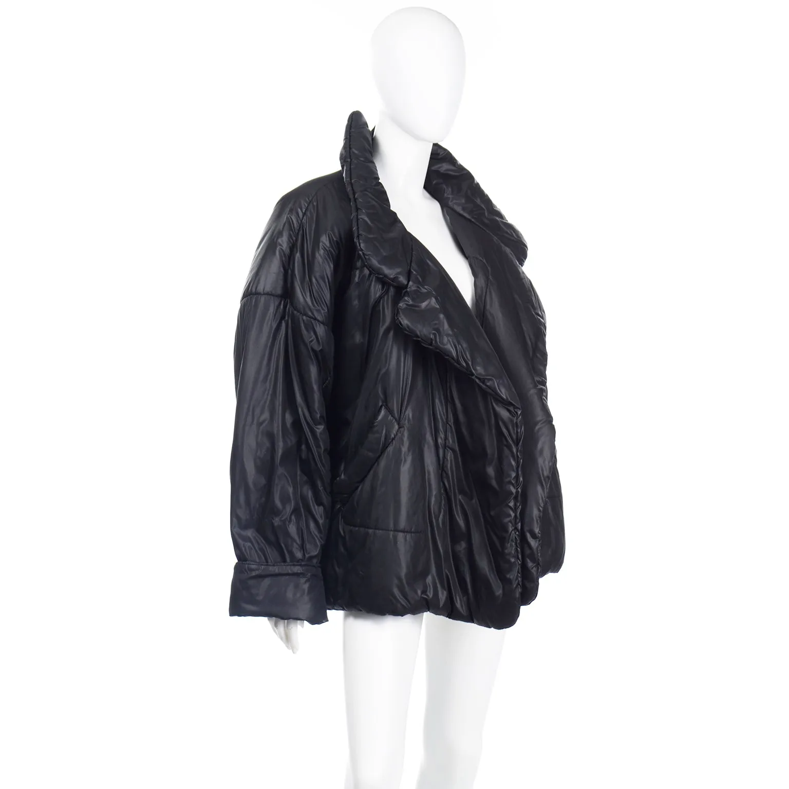 1980s Norma Kamali OMO Vintage Black Sleeping Bag Coat