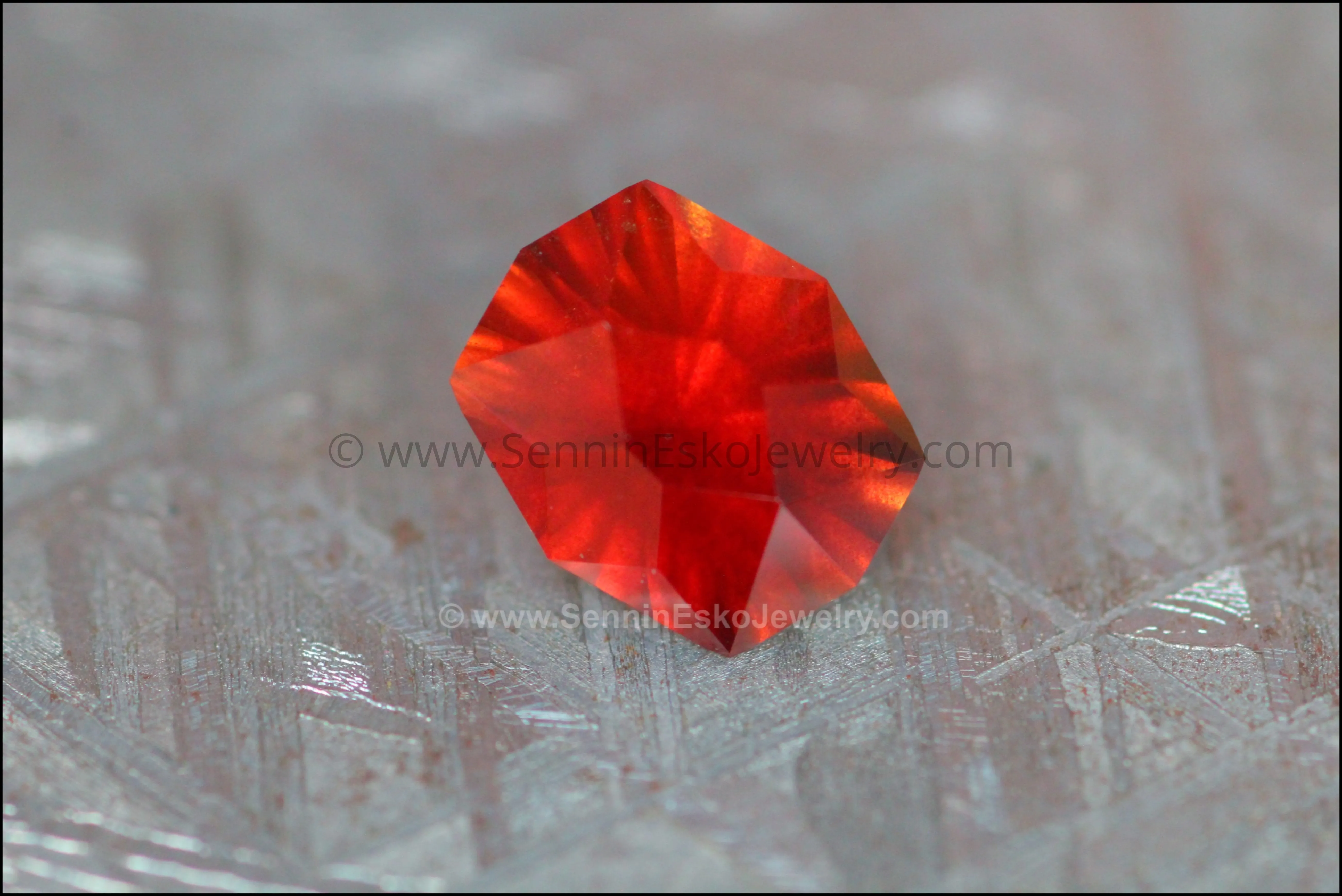 2.5ct Velvety Orange & Red Sapphire - 8.8x7.3mm - Fantasy Cut