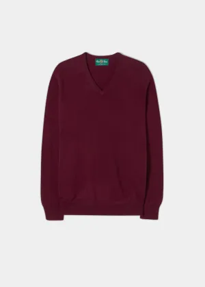 Albury Geelong Wool Jumper in Claret - Regular Fit