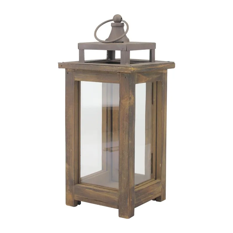 Ameslemo Brown Modern Wood Tabletop Lantern