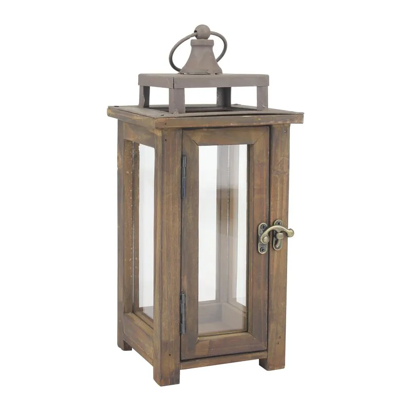 Ameslemo Brown Modern Wood Tabletop Lantern