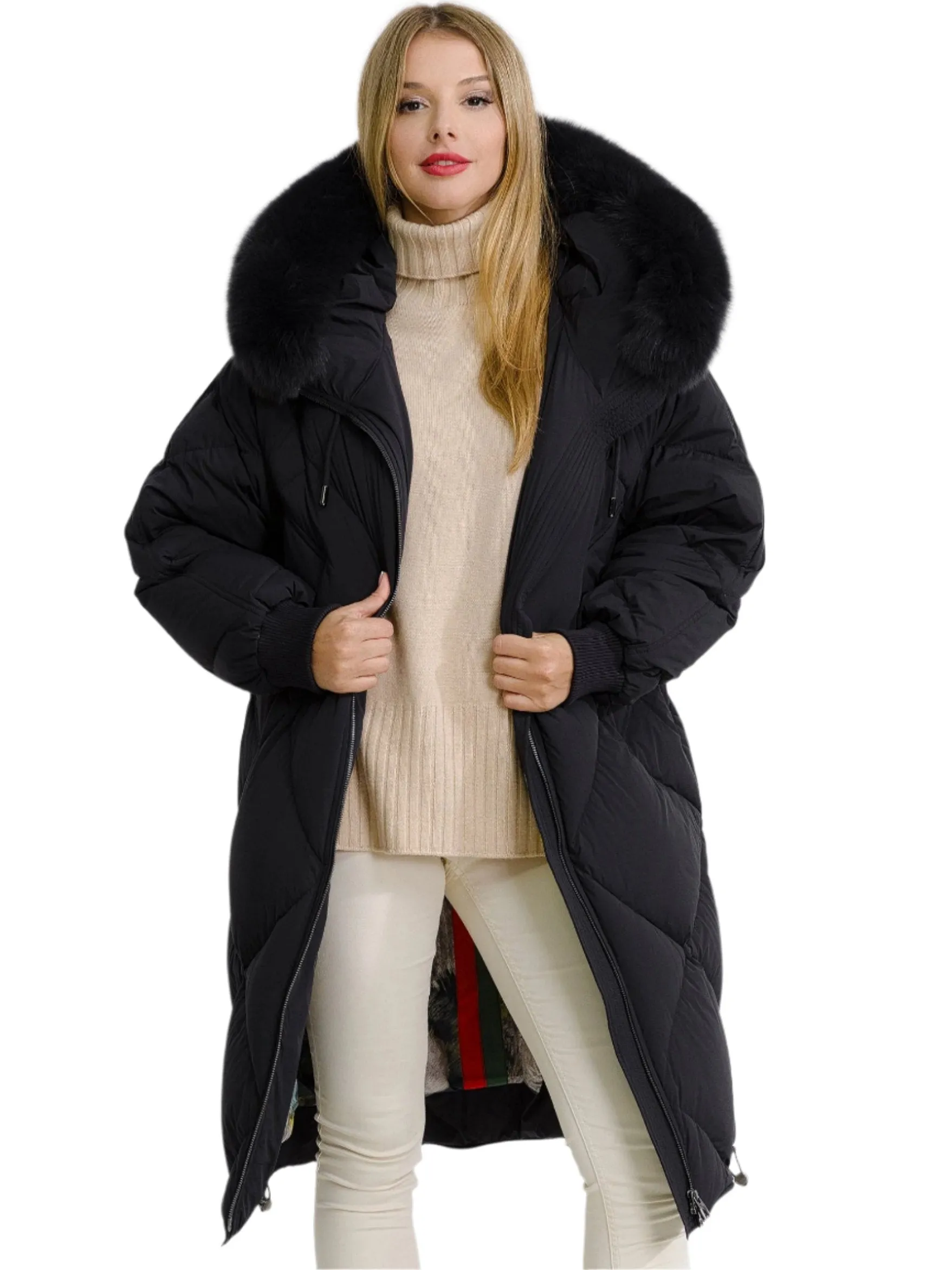 Amour Genuine Polar Fox Fur Down Fill Coat