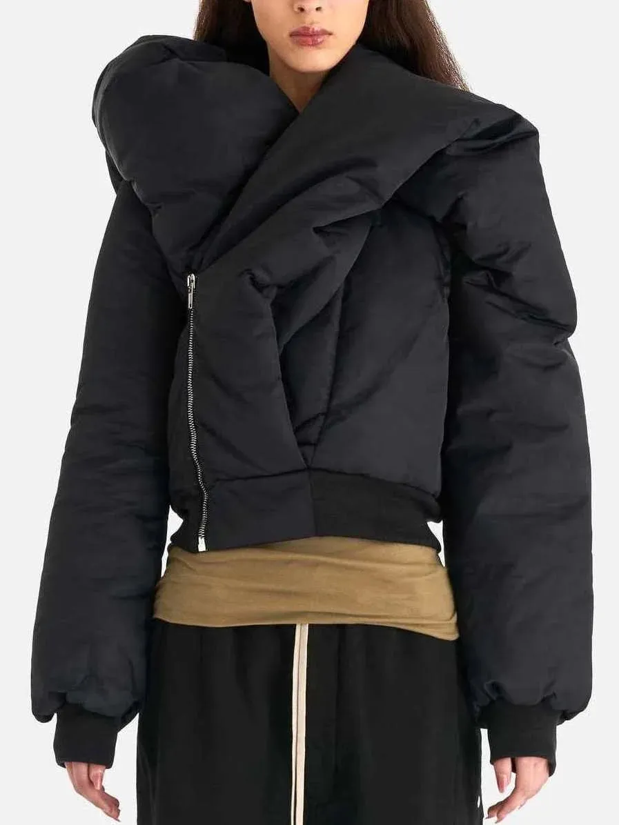 Asymmetrical Structured Puffer Bomber Jacket