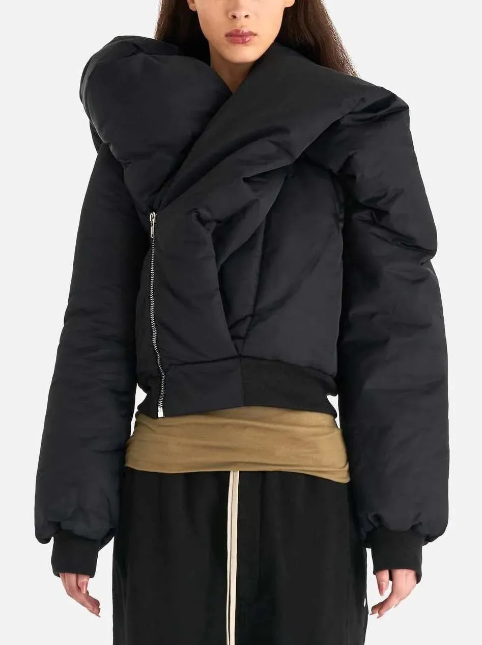 Asymmetrical Structured Puffer Bomber Jacket