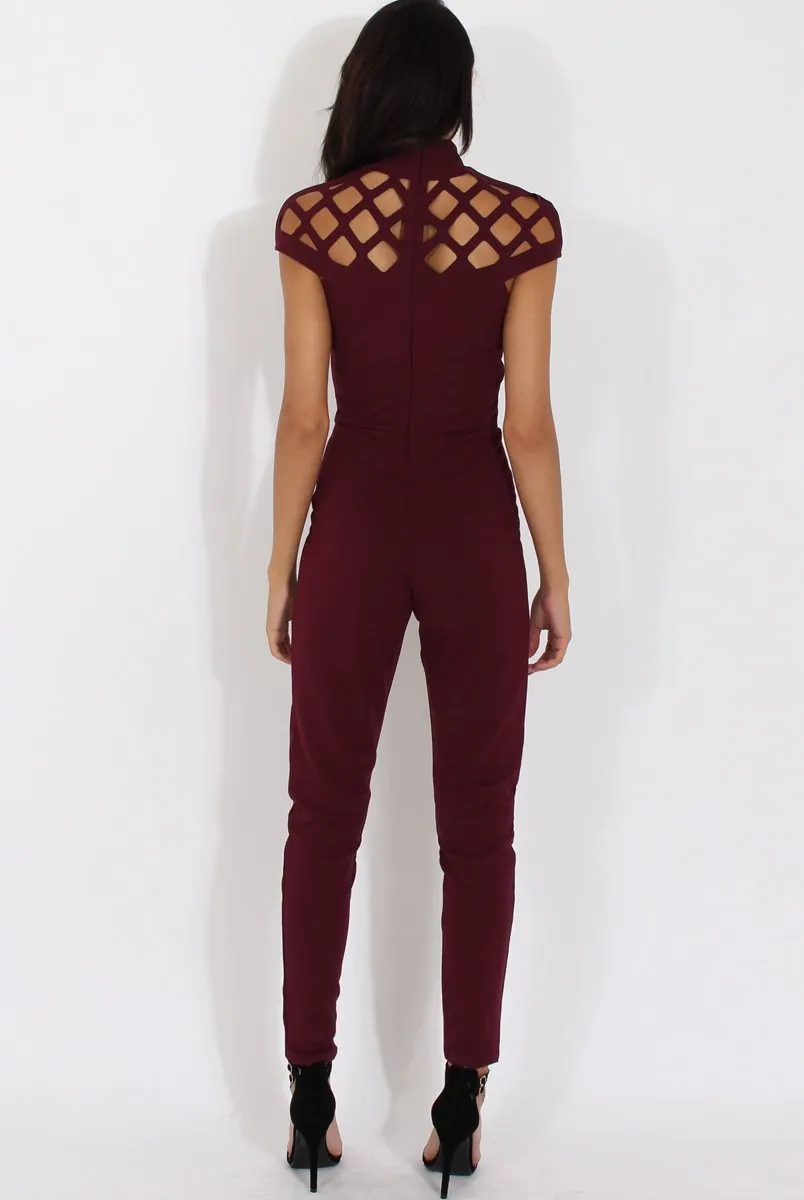 Aubergine Cage Detail Jumpsuit - Aurelia