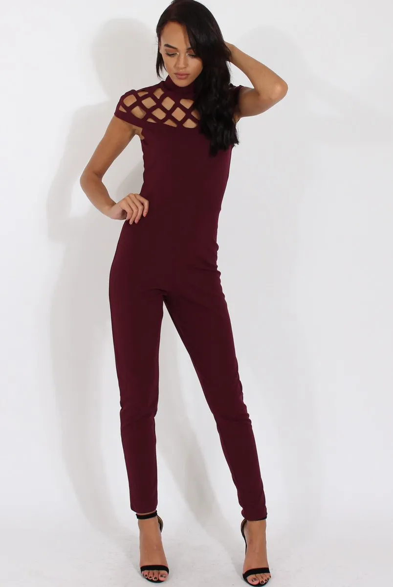 Aubergine Cage Detail Jumpsuit - Aurelia