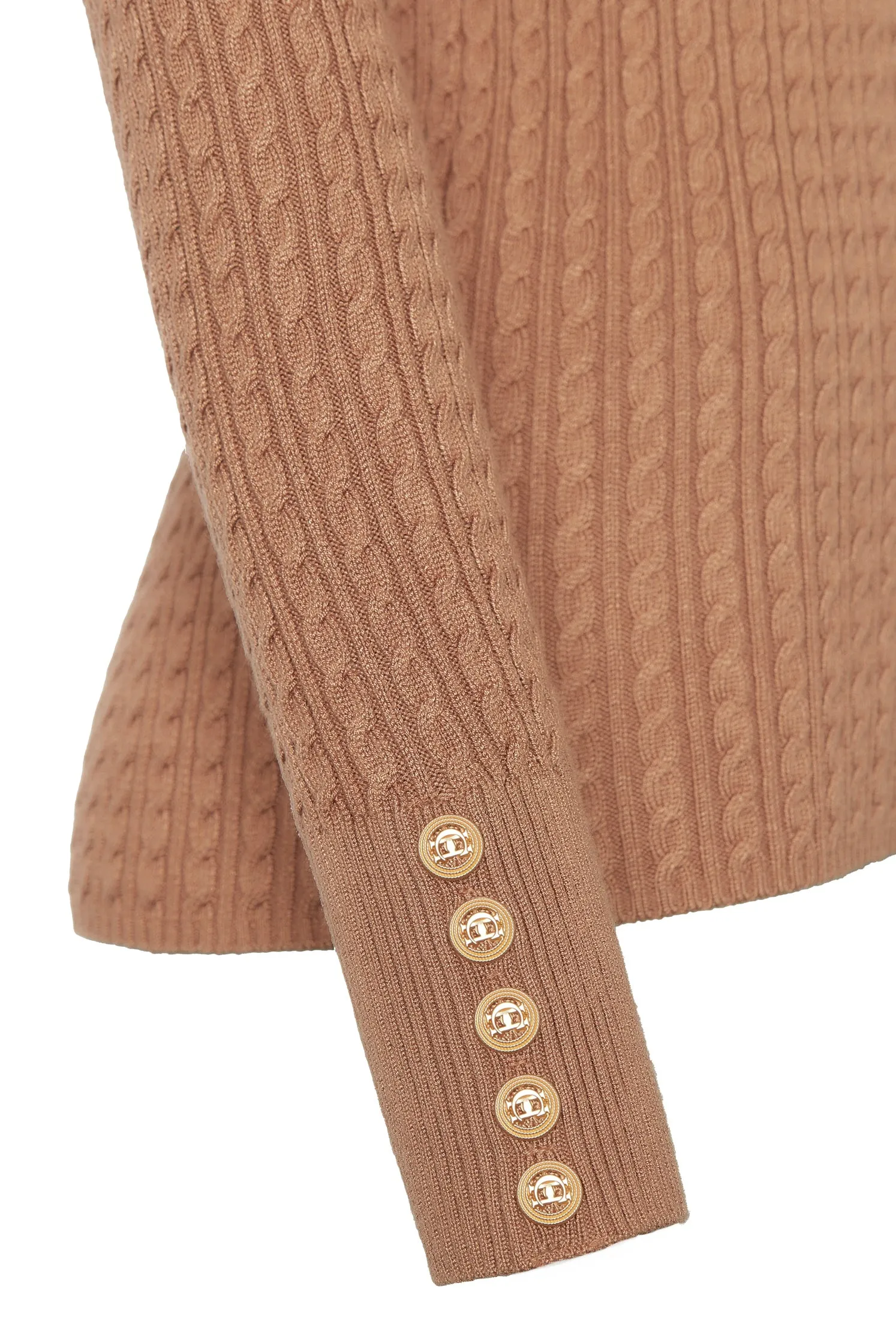 Ava Half Zip Knit (Dark Camel Marl)