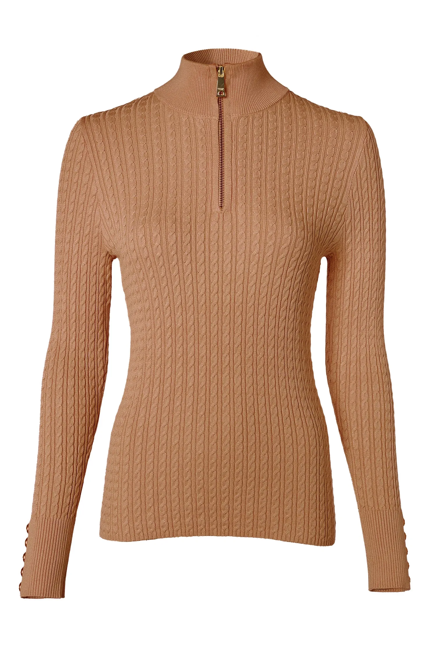 Ava Half Zip Knit (Dark Camel Marl)