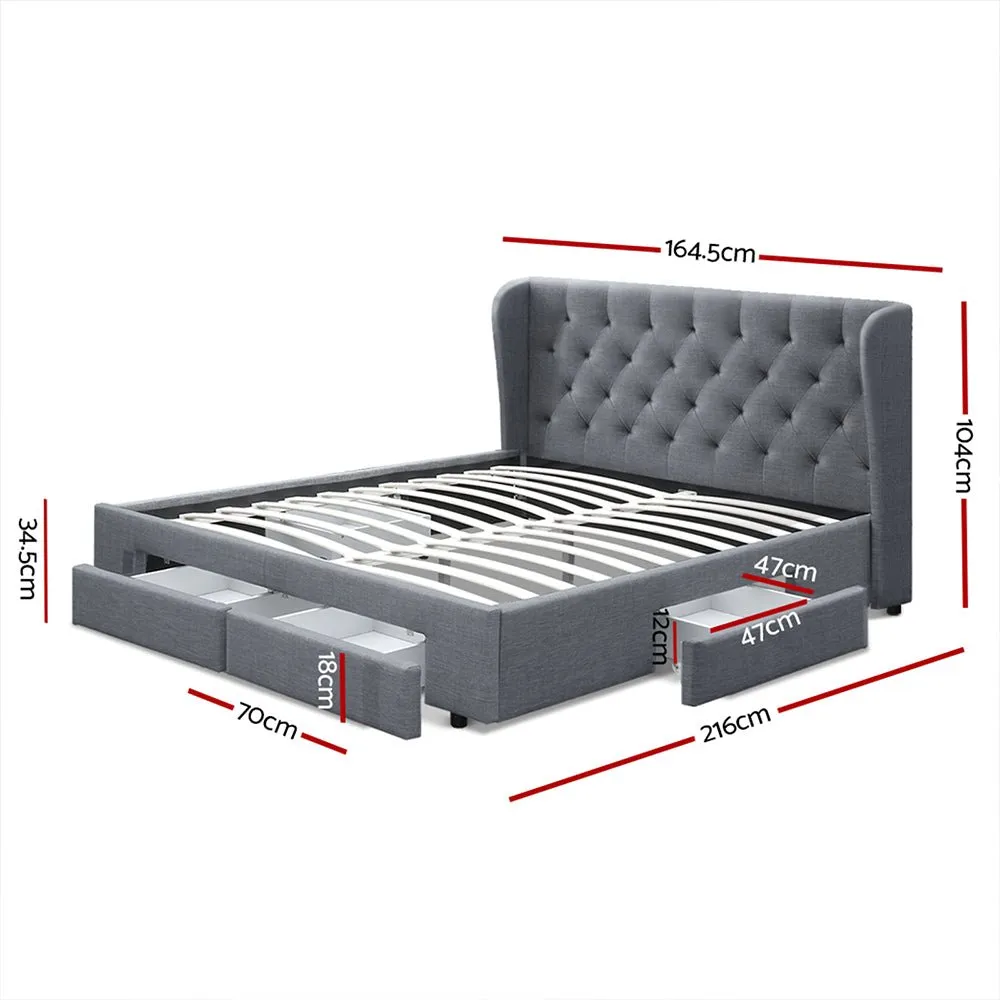 Avalon Queen Bed With Drawers Grey