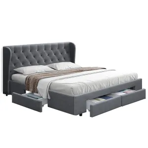 Avalon Queen Bed With Drawers Grey