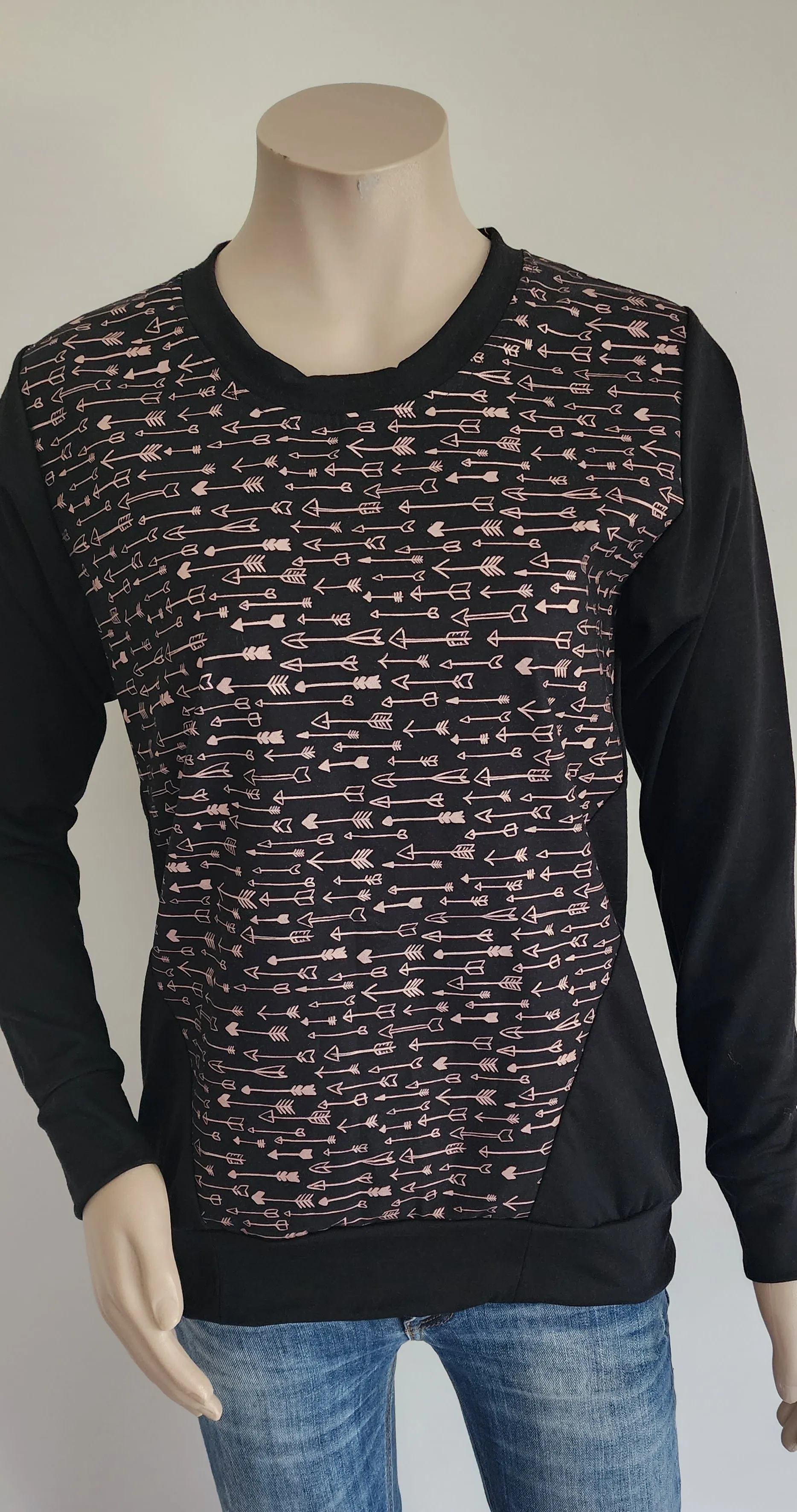 Black Merino with Rose Gold Arrows Jumper