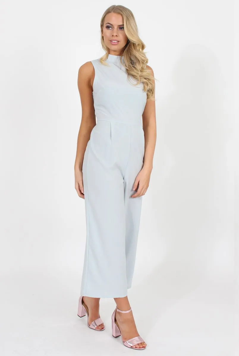 Blue High Neck Jumpsuit - Carla