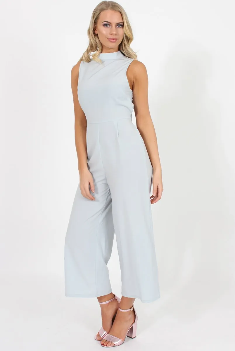 Blue High Neck Jumpsuit - Carla