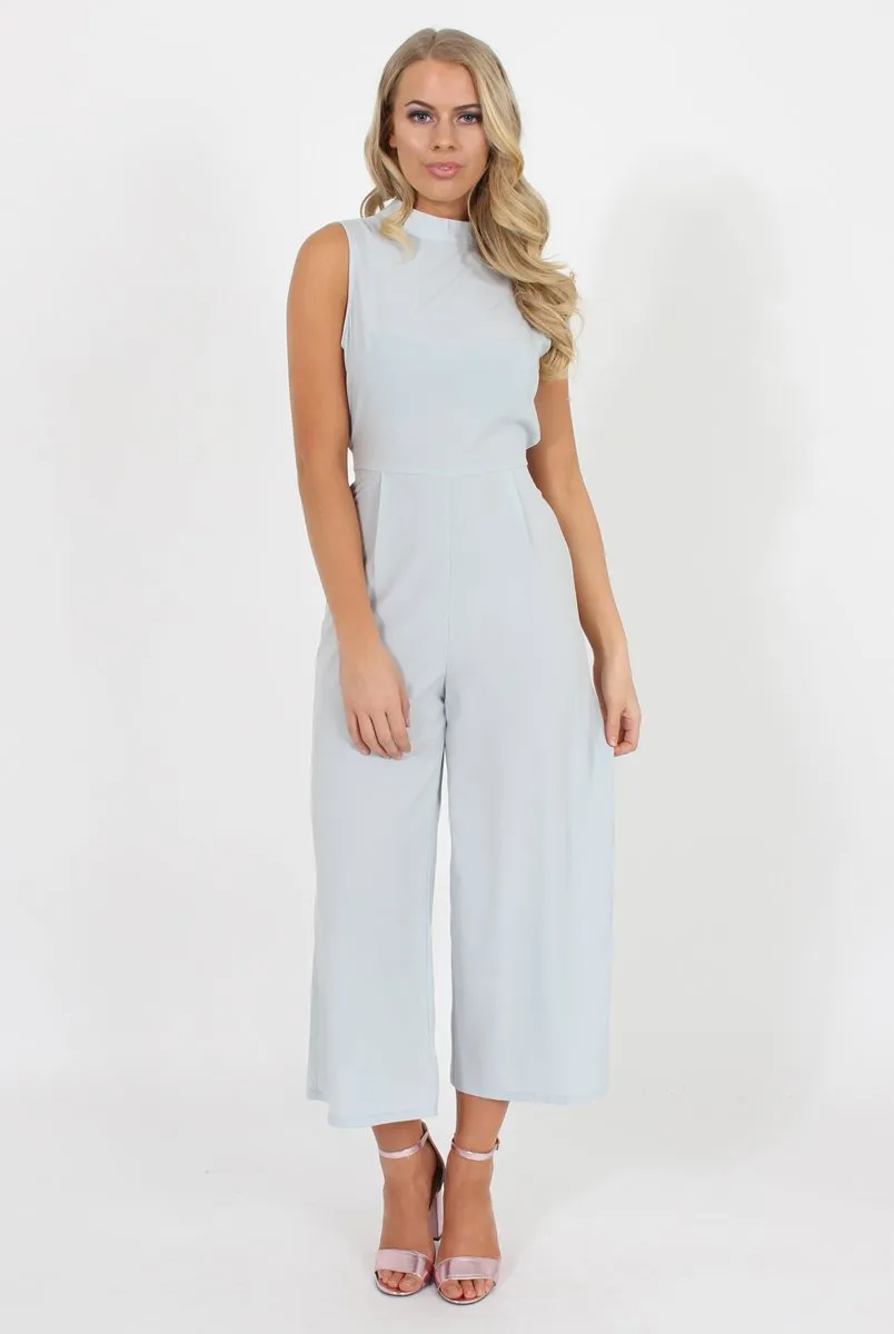 Blue High Neck Jumpsuit - Carla