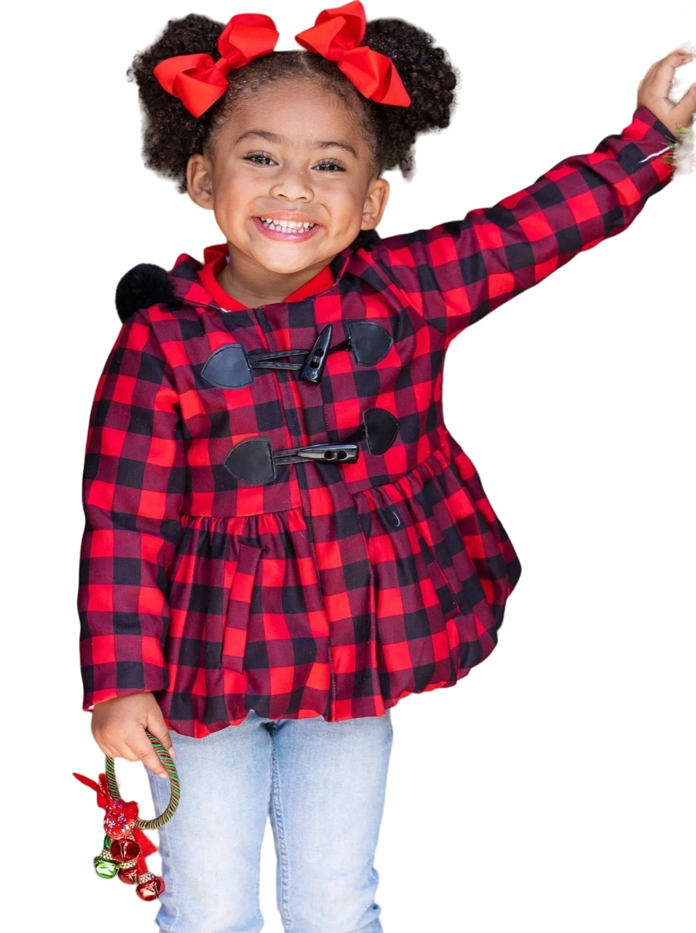 Bundled Up Plaid Peplum Hoodie Coat