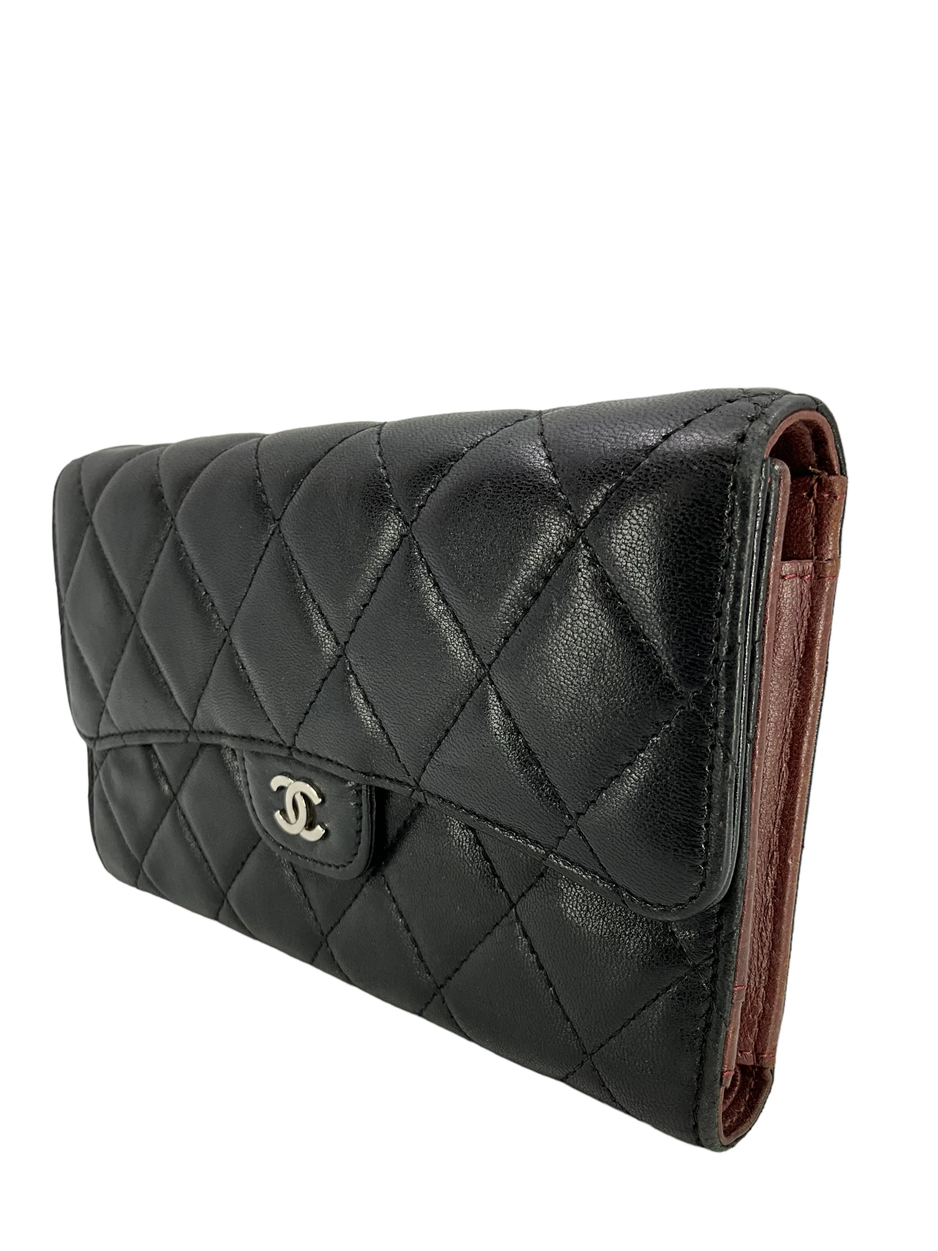 CHANEL Classic Quilted Leather Long Trifold Flap Wallet