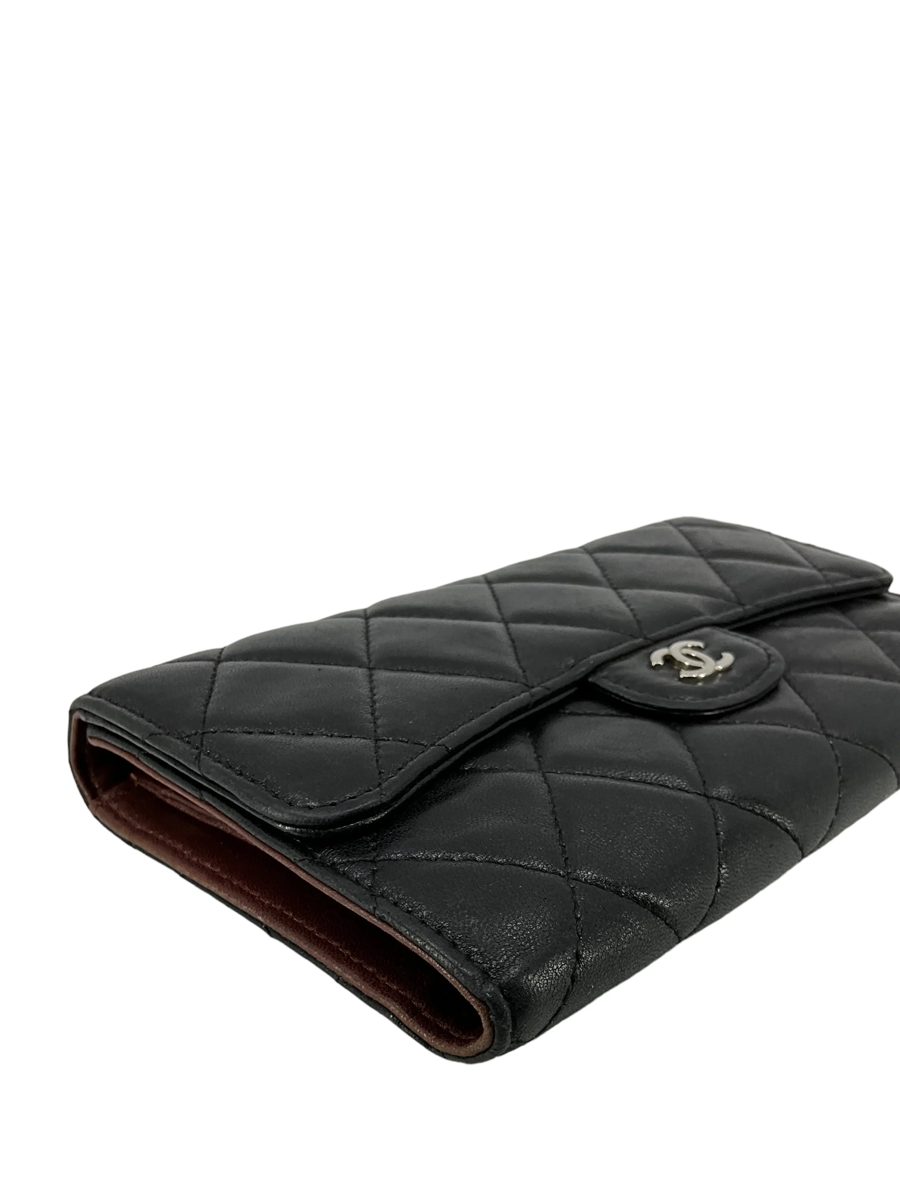 CHANEL Classic Quilted Leather Long Trifold Flap Wallet