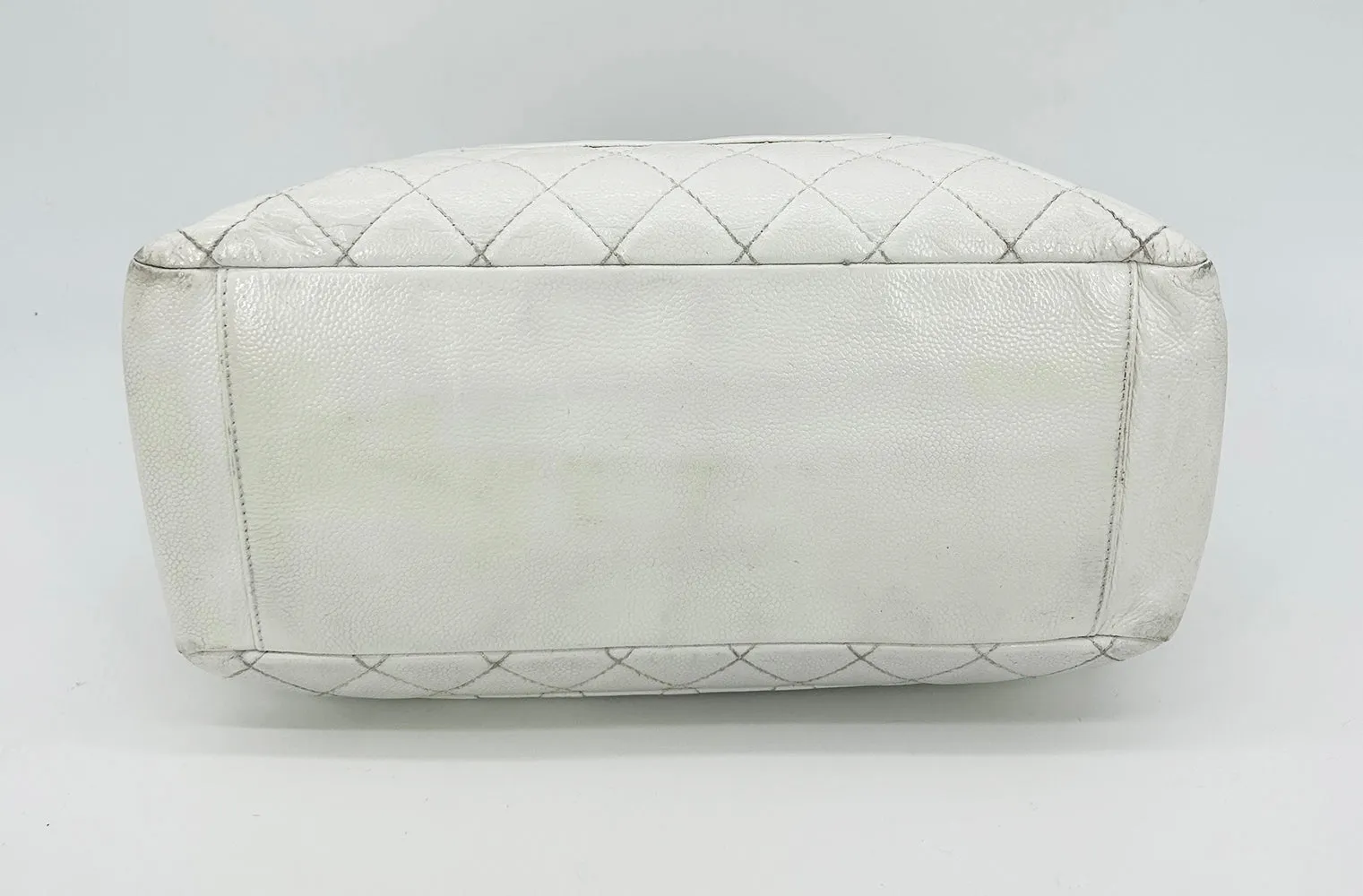 Chanel Quilted White Caviar Grand Shopper Tote