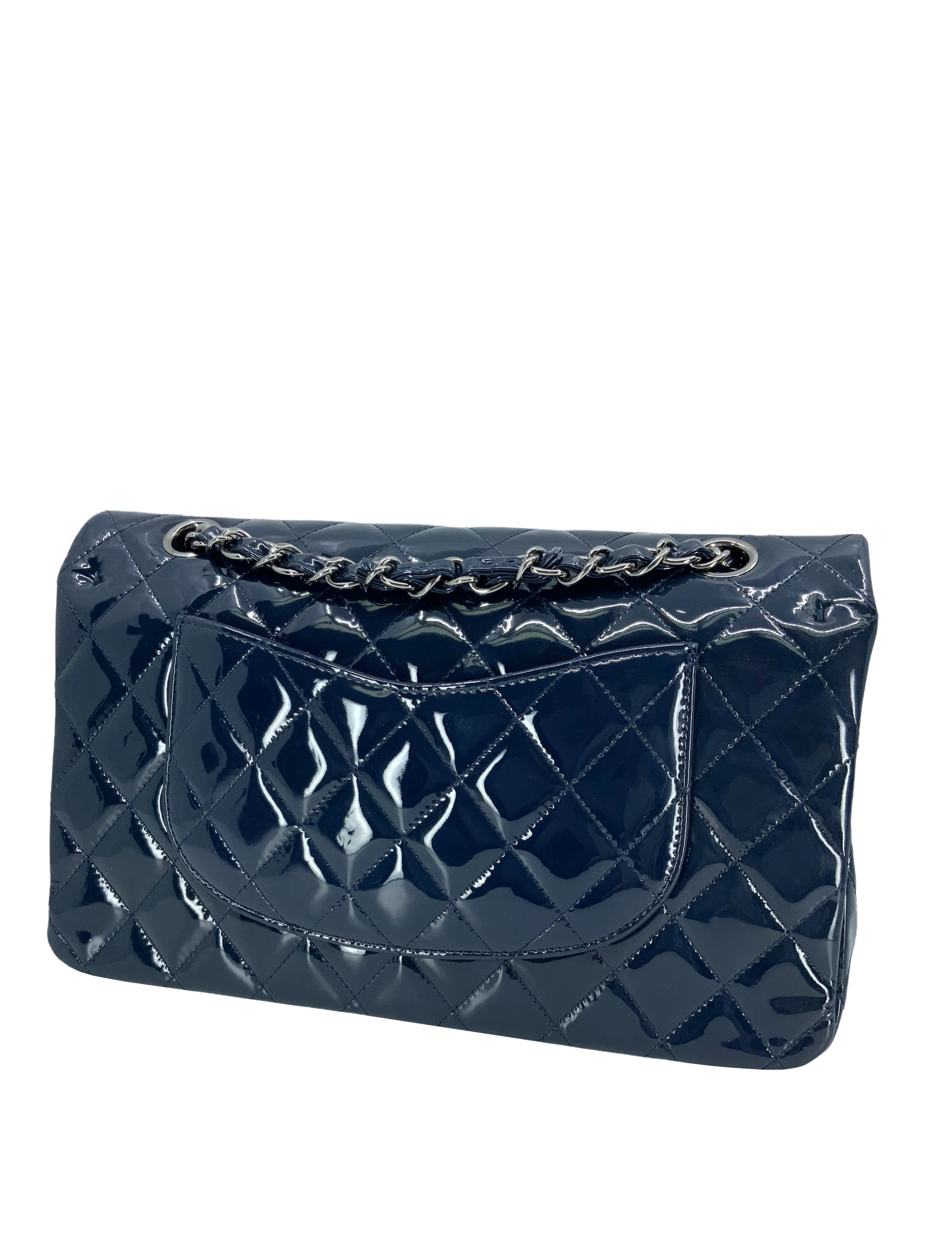 CL Quilted Patent Leather Classic Medium Double Flap Bag