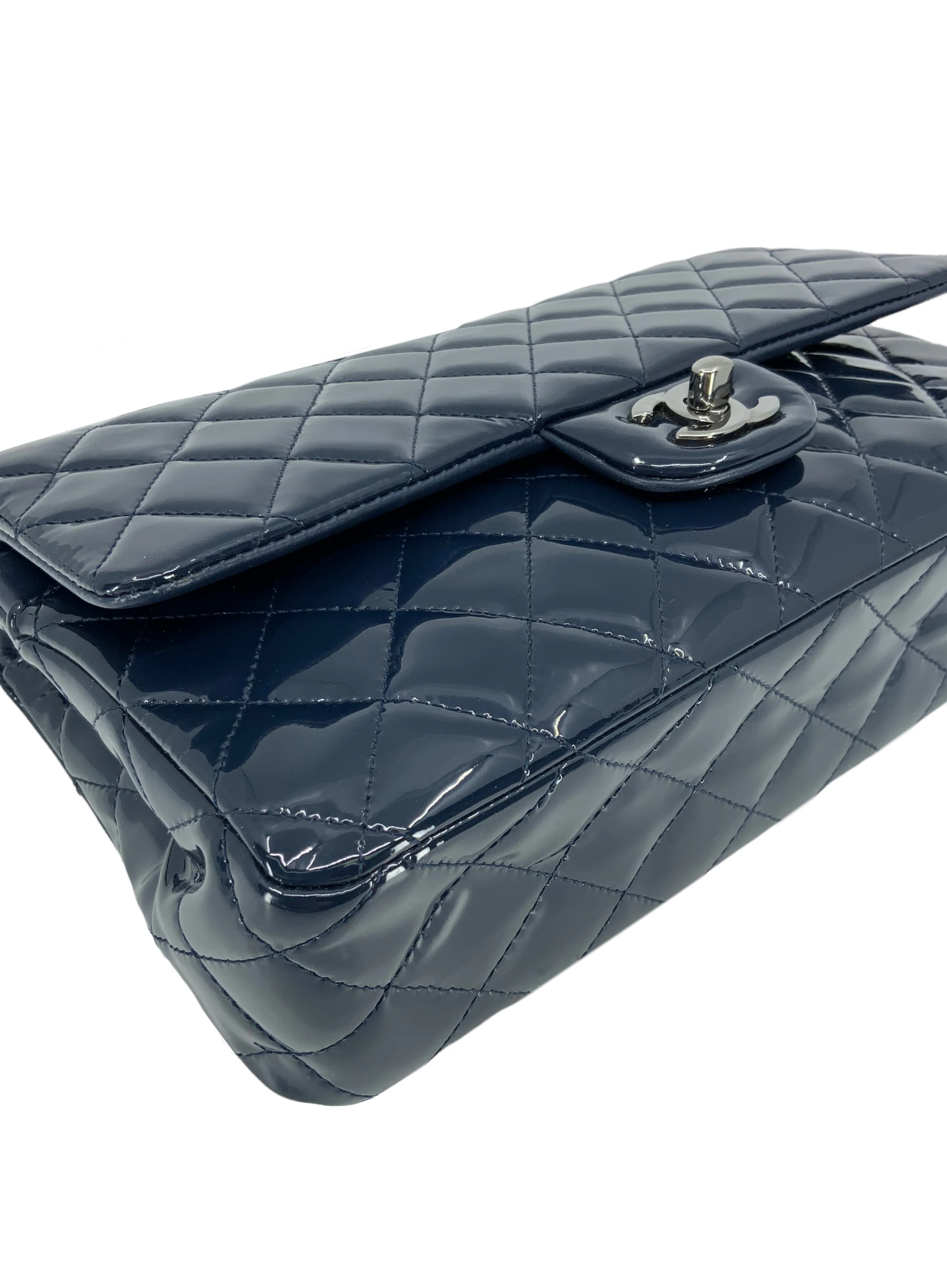 CL Quilted Patent Leather Classic Medium Double Flap Bag