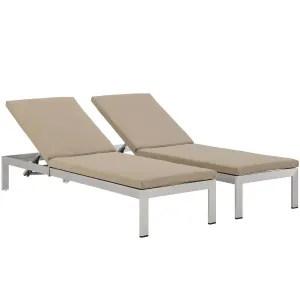 Coast Chaise with Cushions Outdoor Patio Aluminum Set of 2