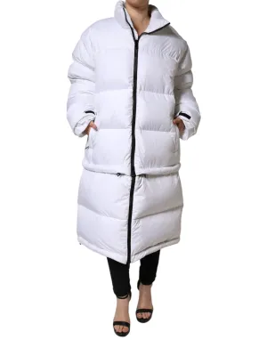 Dolce & Gabbana White Puffer Quilted Full Zip Coat Jacket