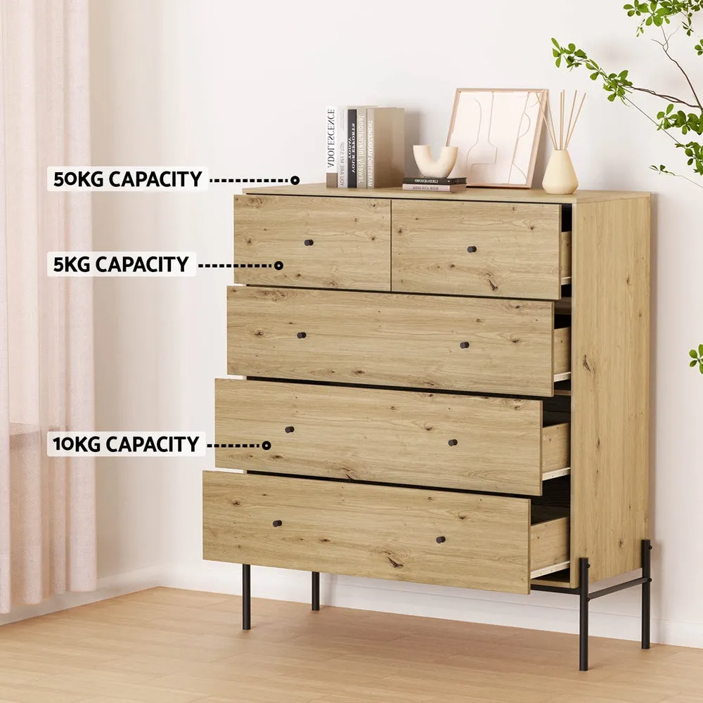 Durable 5-Drawer Chest with Industrial Style - Artiss ARNO