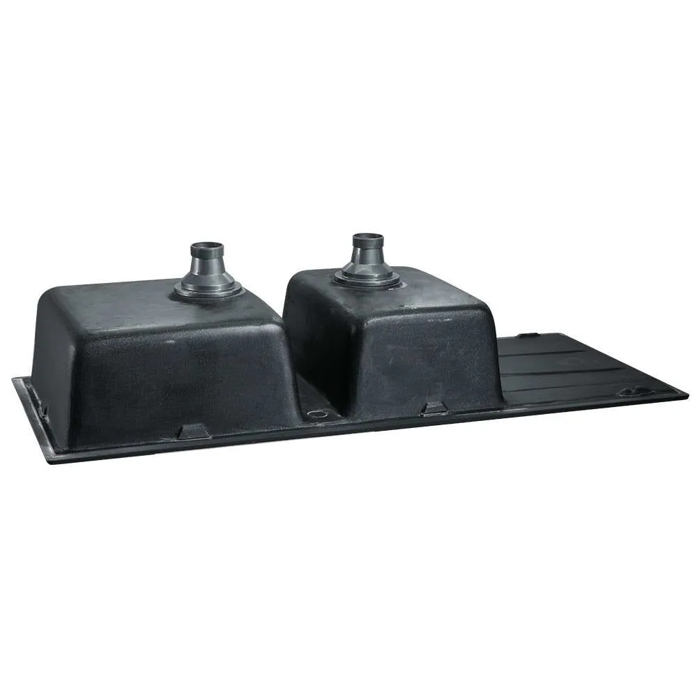 Durable Granite Double Bowl Kitchen Sink Black 1160x500mm Cefito