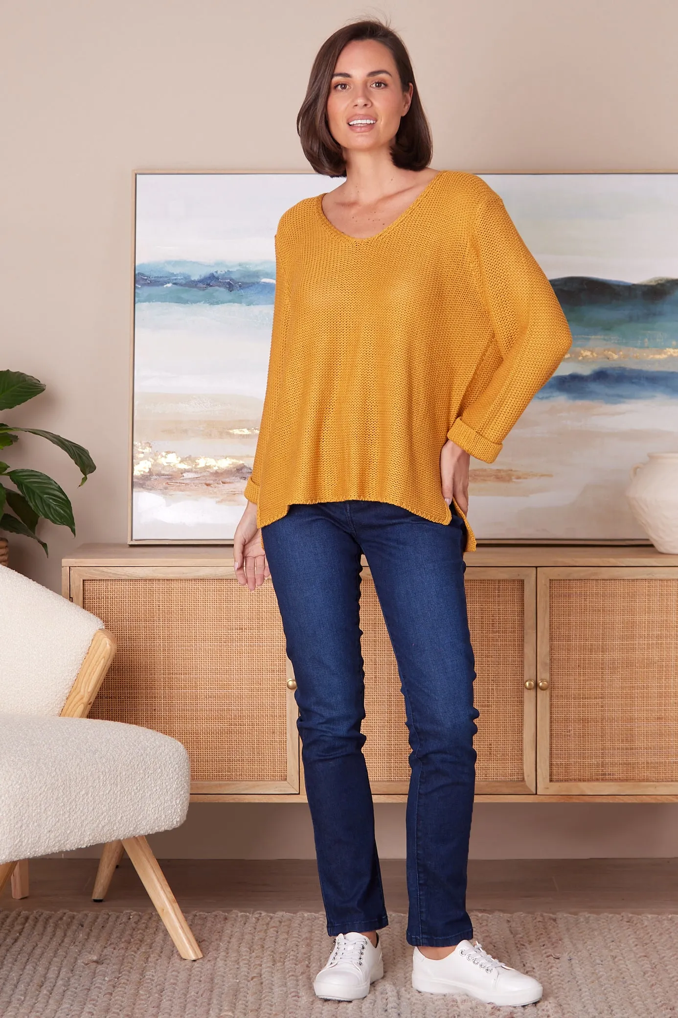 Emmy Cotton Knit Jumper - Mustard