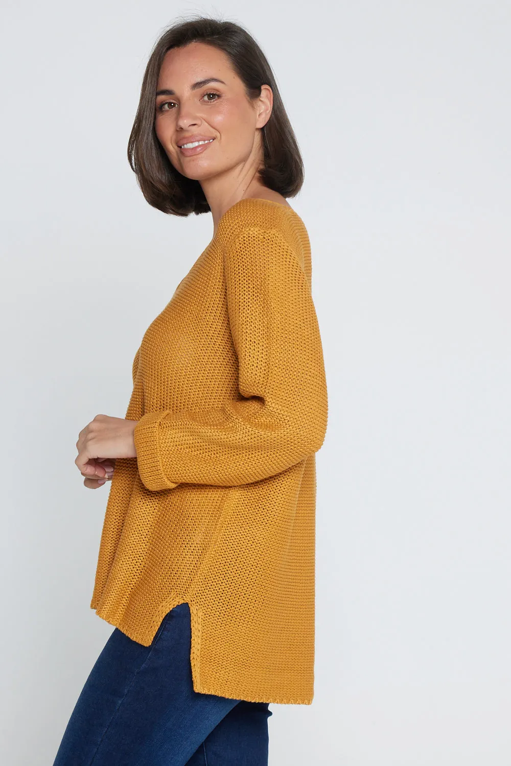 Emmy Cotton Knit Jumper - Mustard