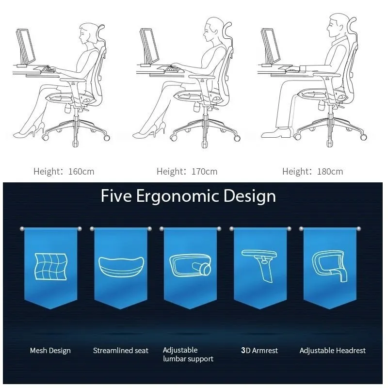 Ergonomic Mesh Office Chair with 3D Armrest & Lumbar Support by Sihoo