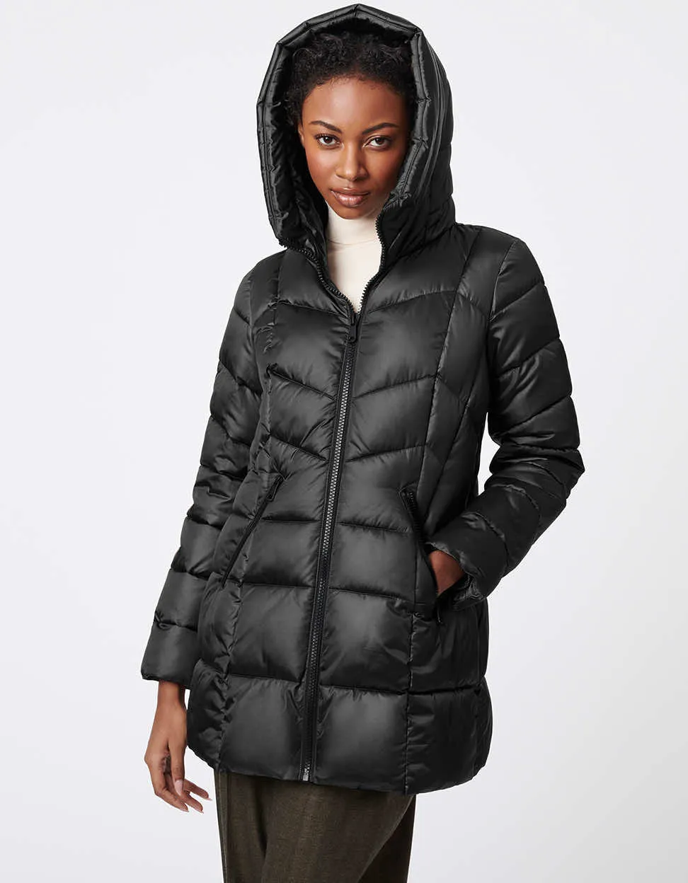 Fab Funnel Shiny Quilted Puffer