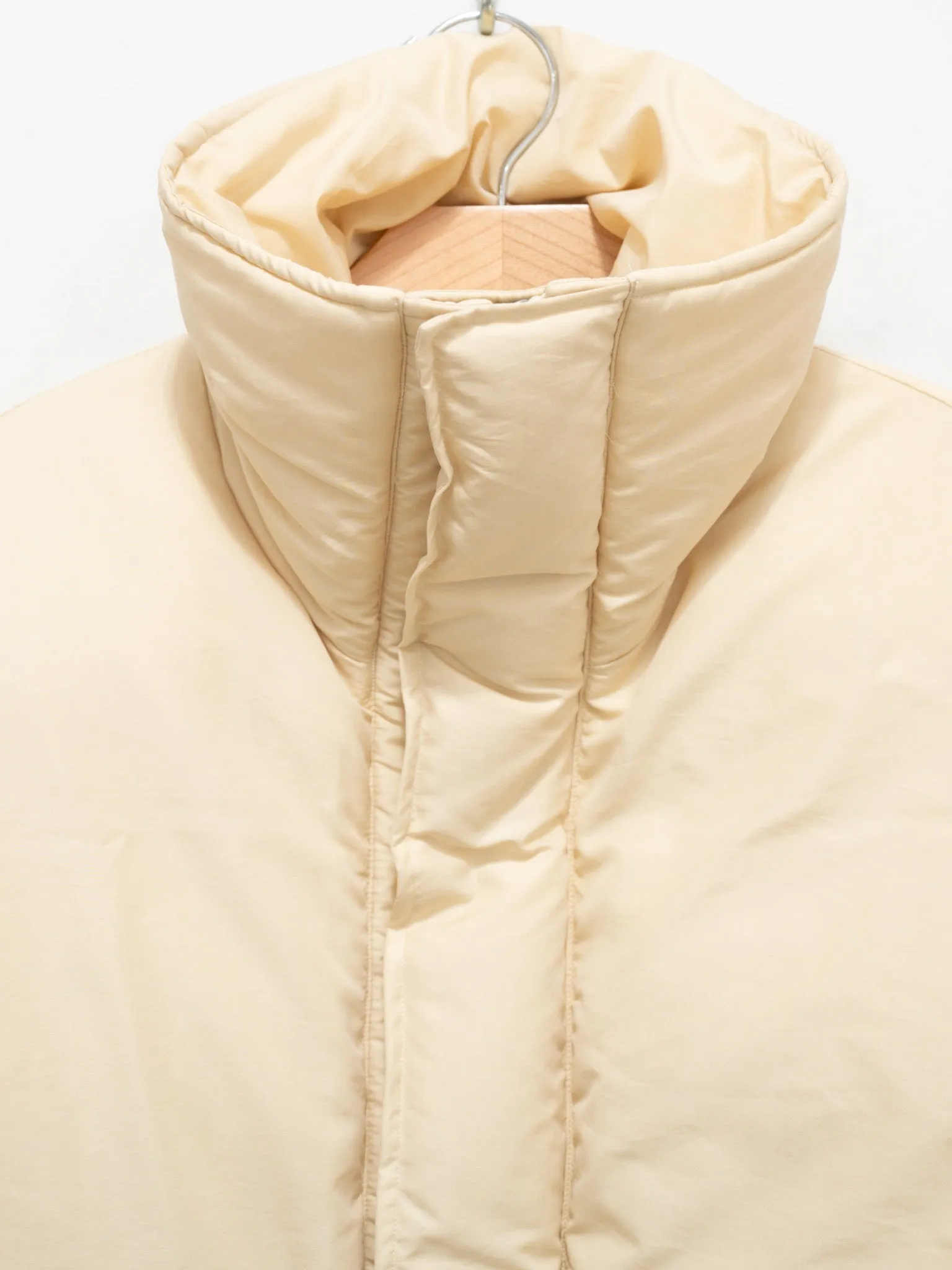 Fine Polyester Chambray Down Coat - Light Ivory Chambray