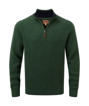 Forres Lambswool Quarter Zip Jumper - Evergreen