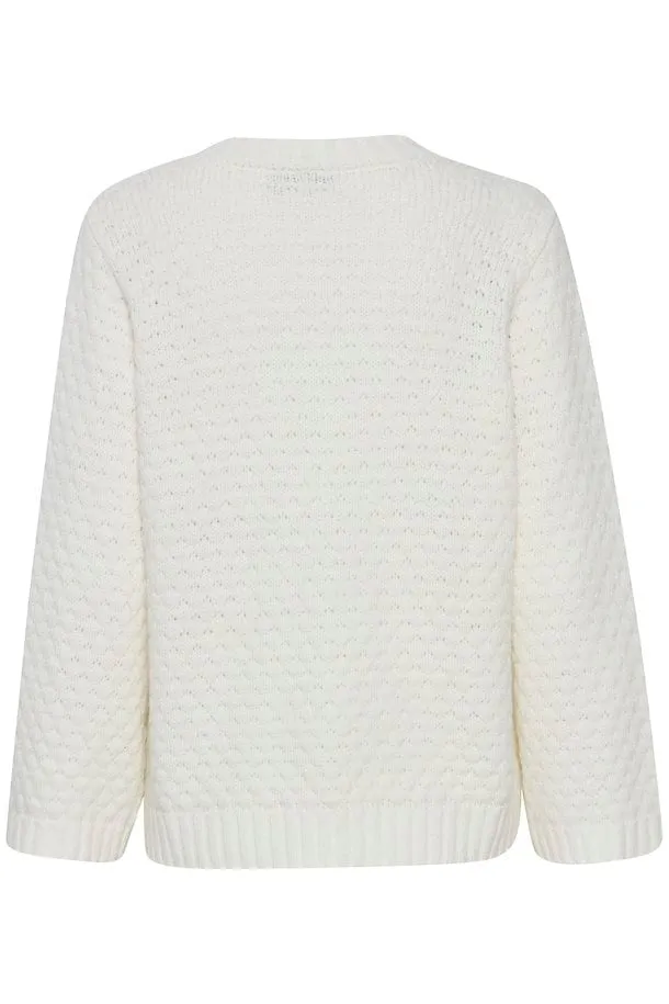 Fransa Cream V neck jumper 20612459