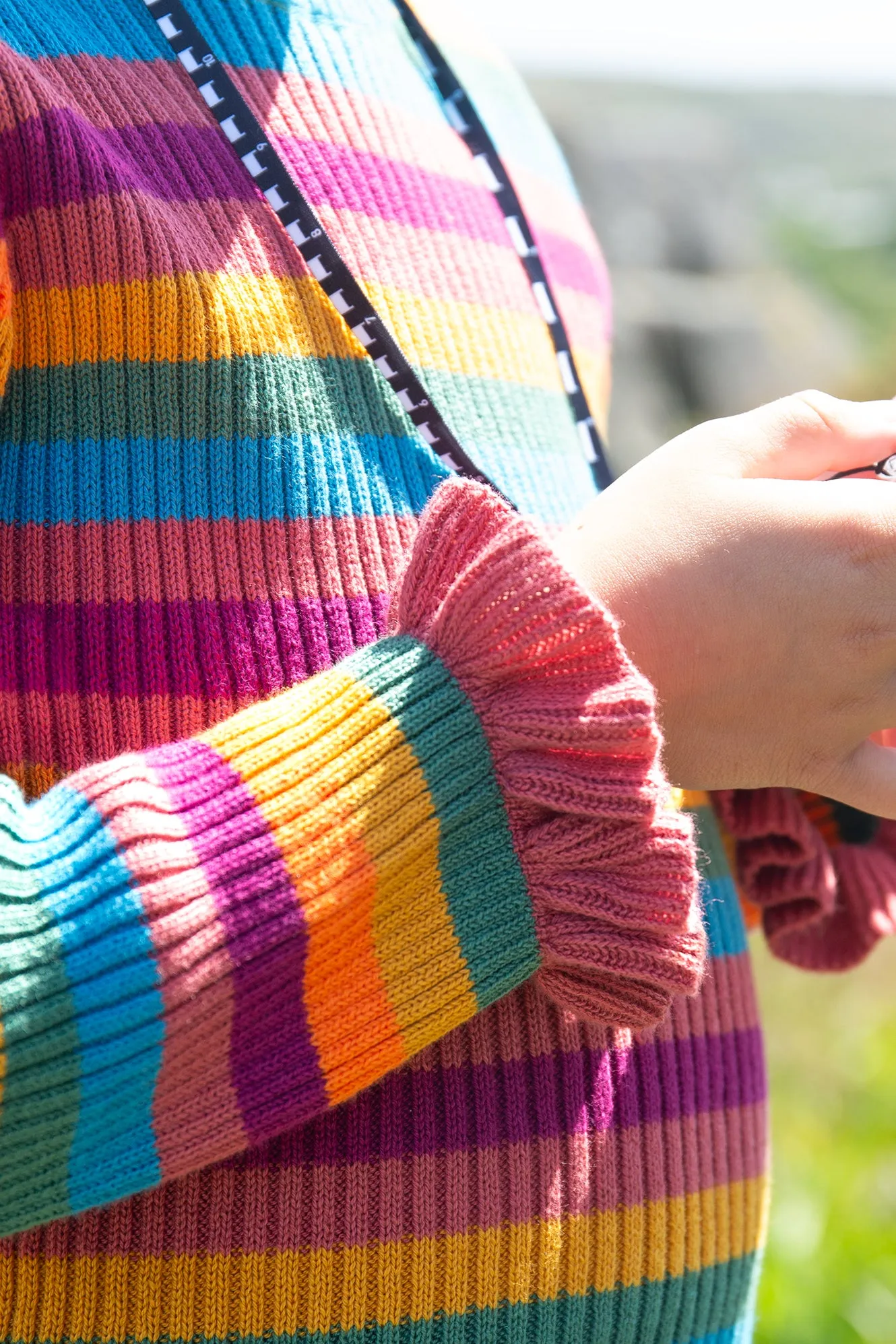 Frugi Zoe Knitted Jumper Rainbow Stripe