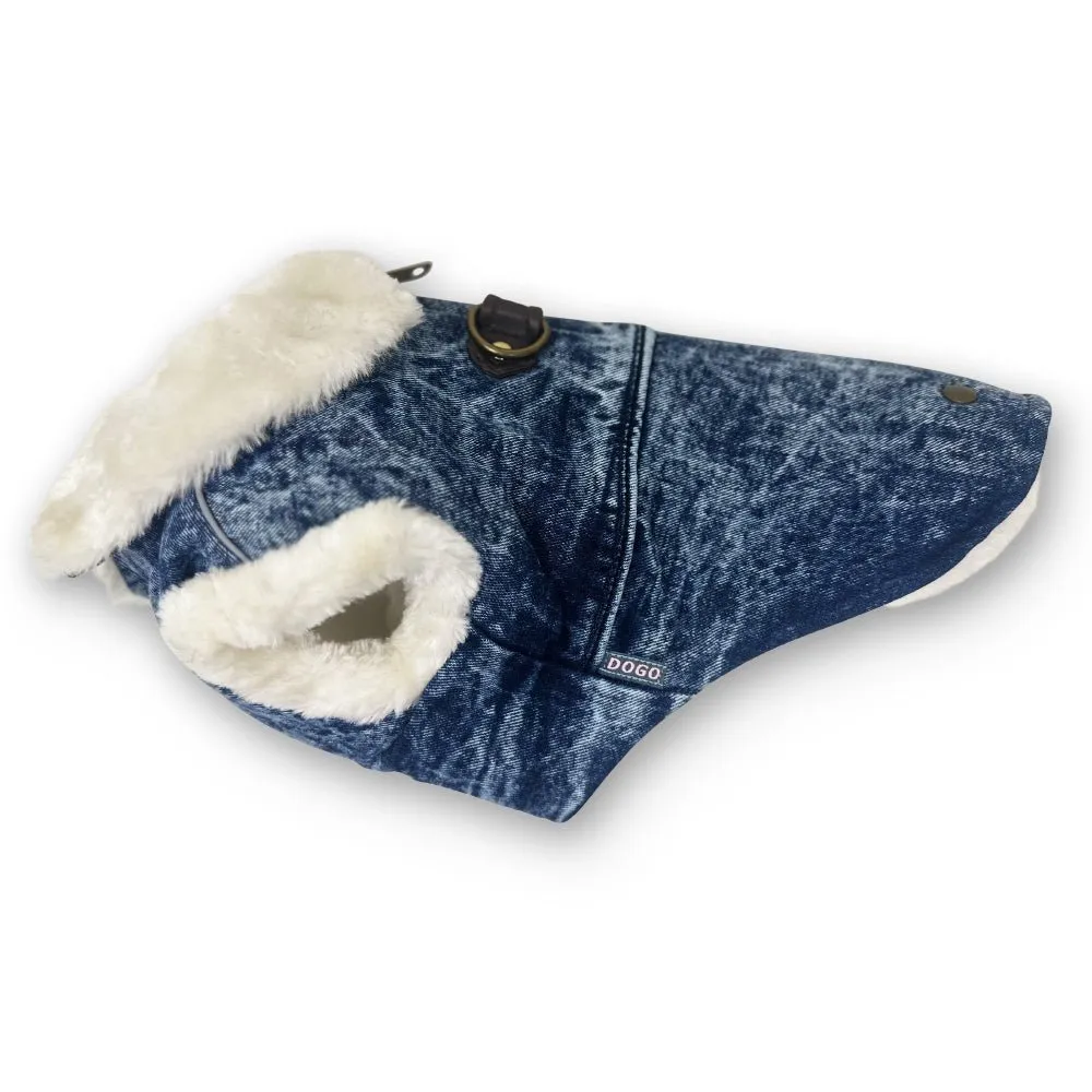 Furry Runner Coat in Denim