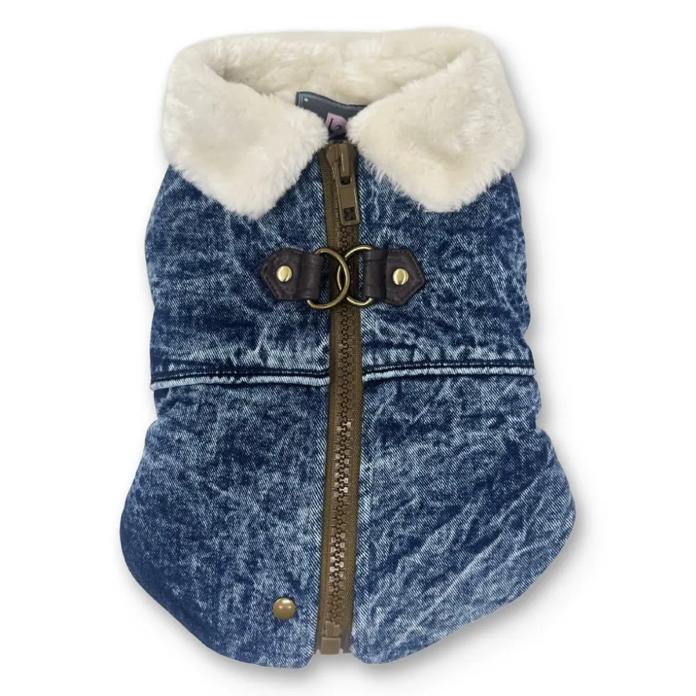 Furry Runner Coat in Denim