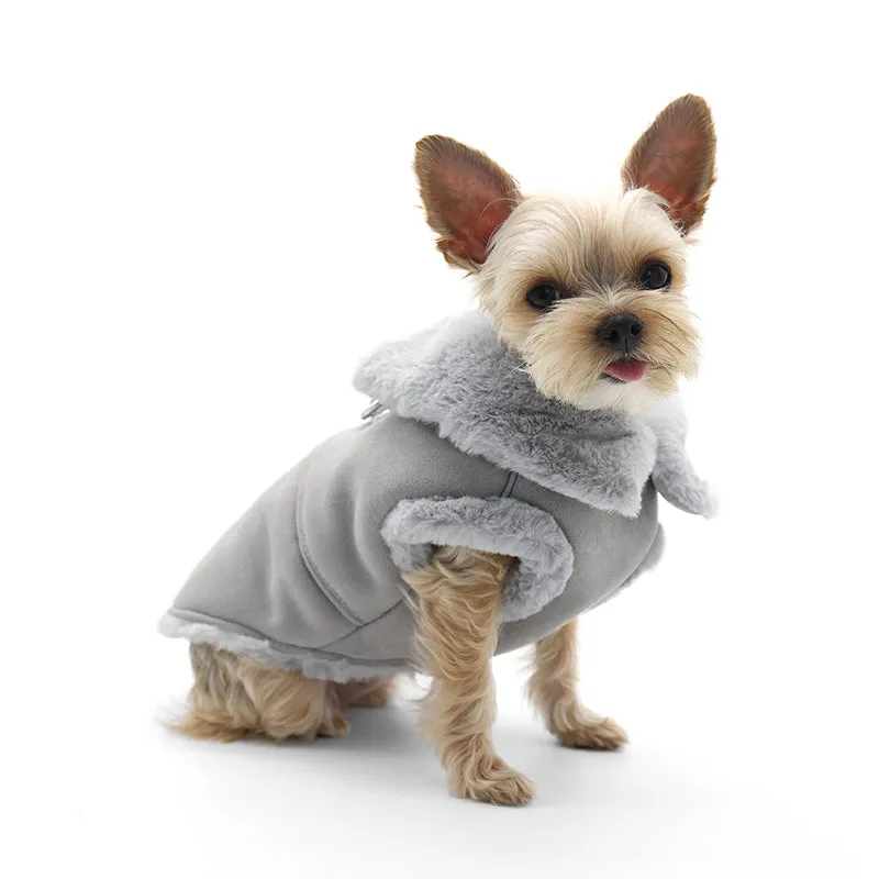 Furry Runner Dog Coat Grey