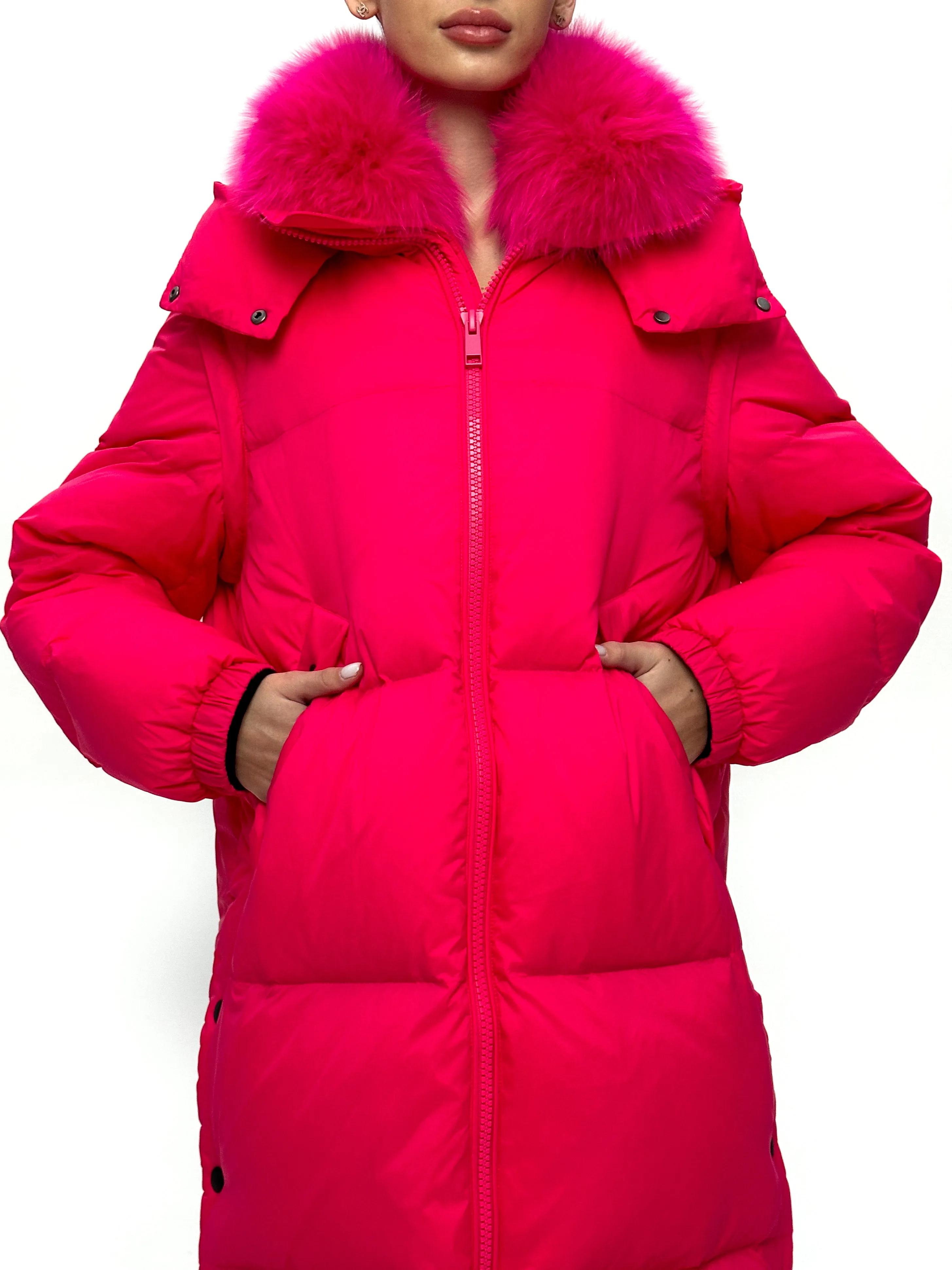 Genuine Polar Fox Down Fill Coat & Vest