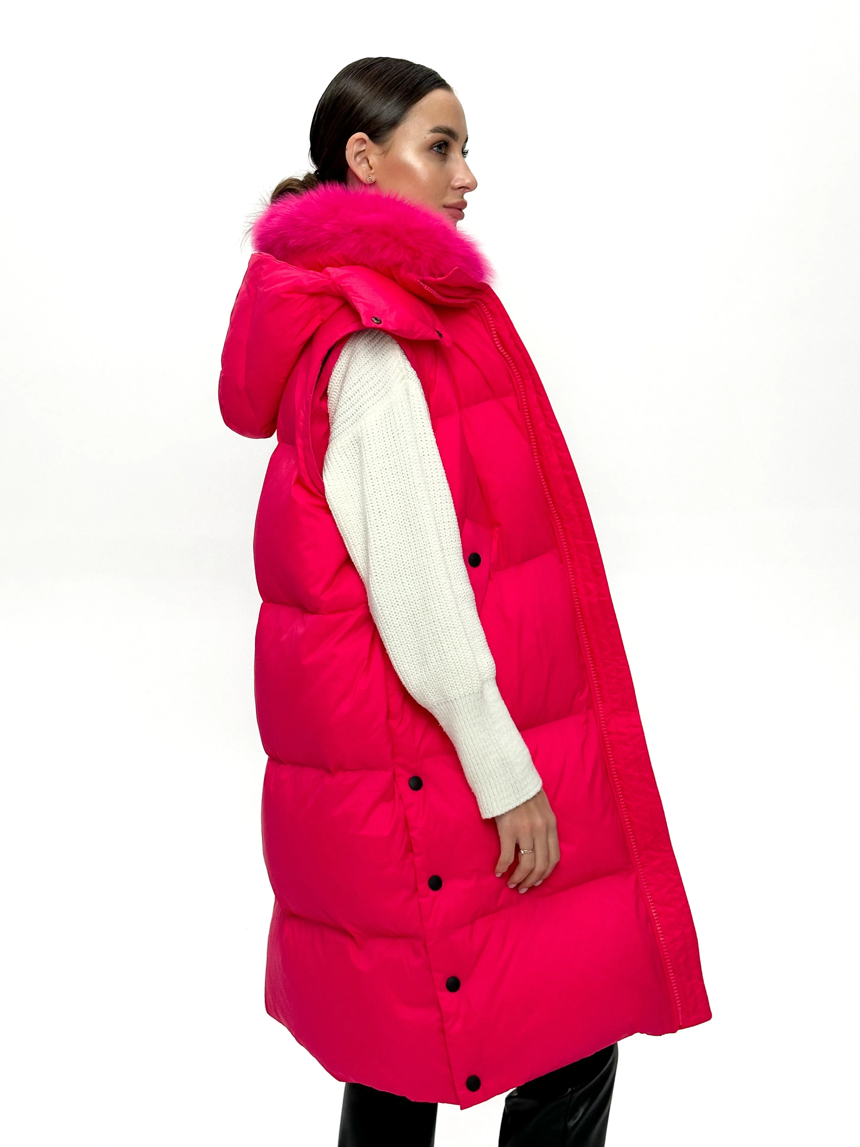 Genuine Polar Fox Down Fill Coat & Vest