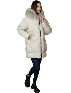 Genuine Polar Fox Fur Down Fill Coat