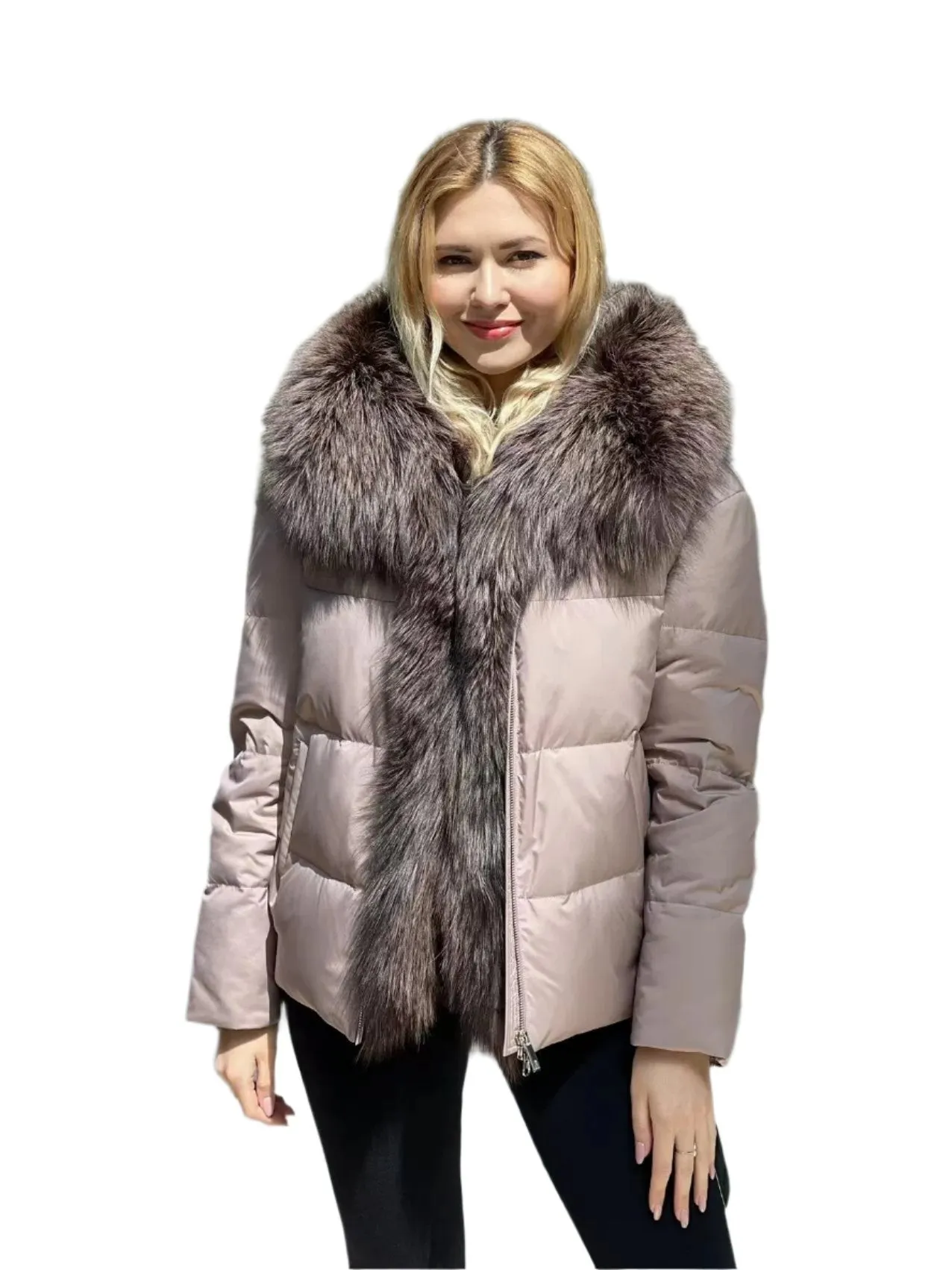 Genuine Silver Fox Down Fill Parka Jacket