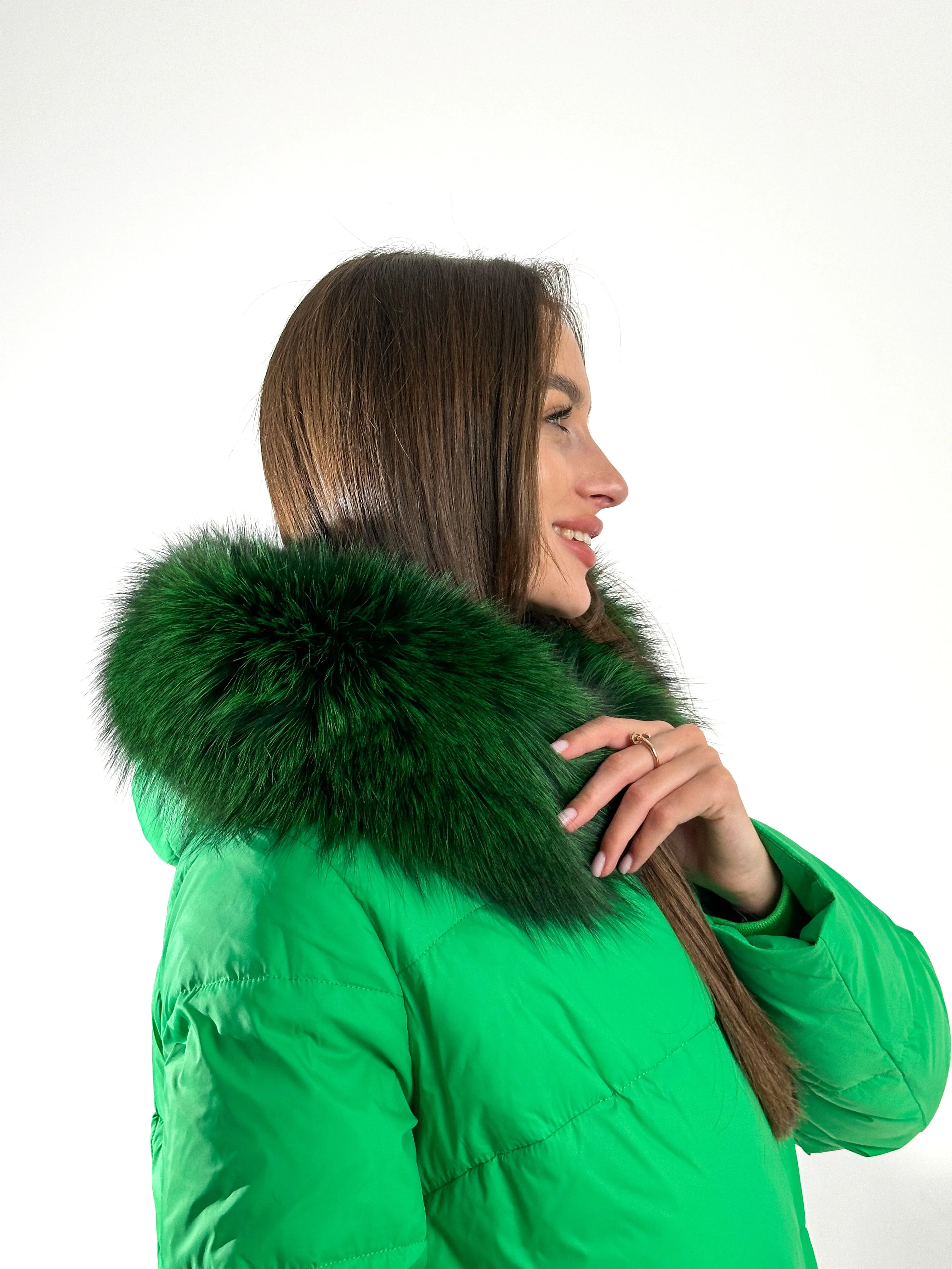 Genuine Silver Fox Fur Down Fill Parka