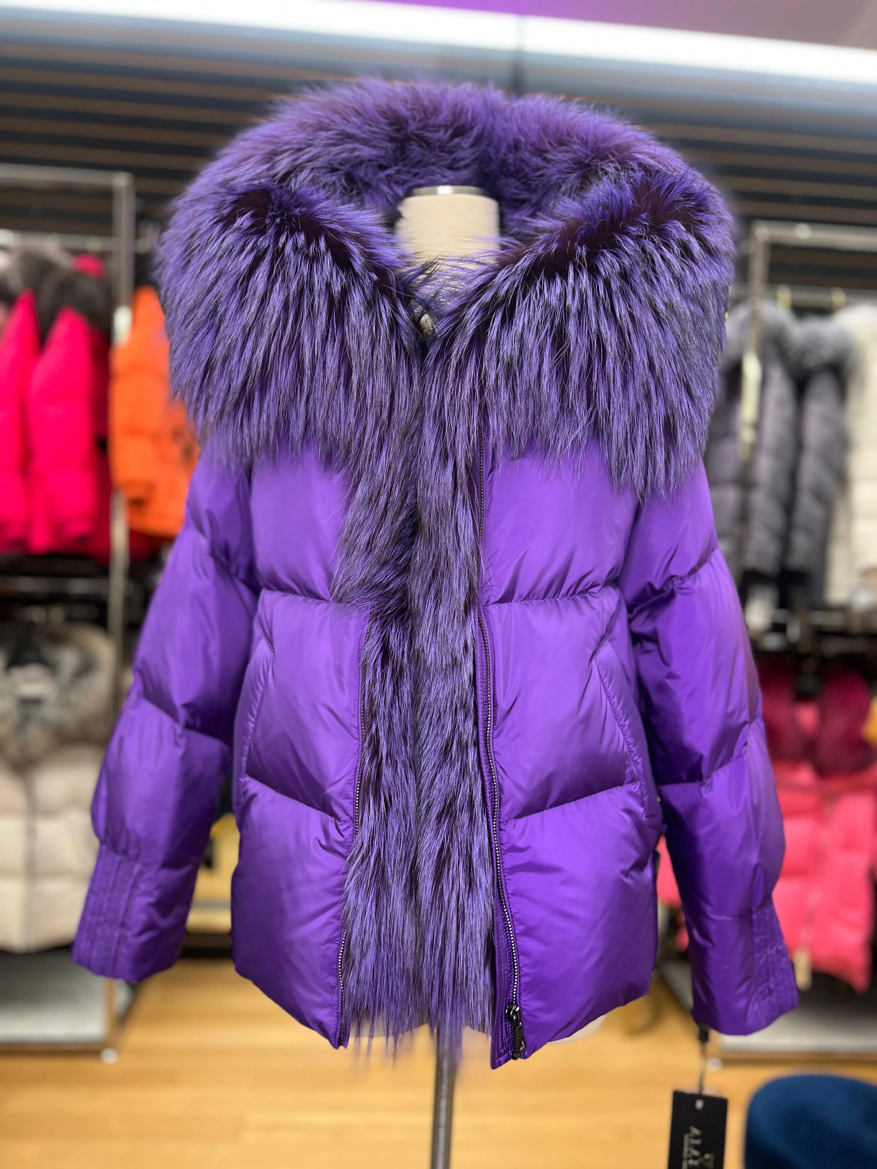 Genuine Silver Fox Fur Down Fill Parka