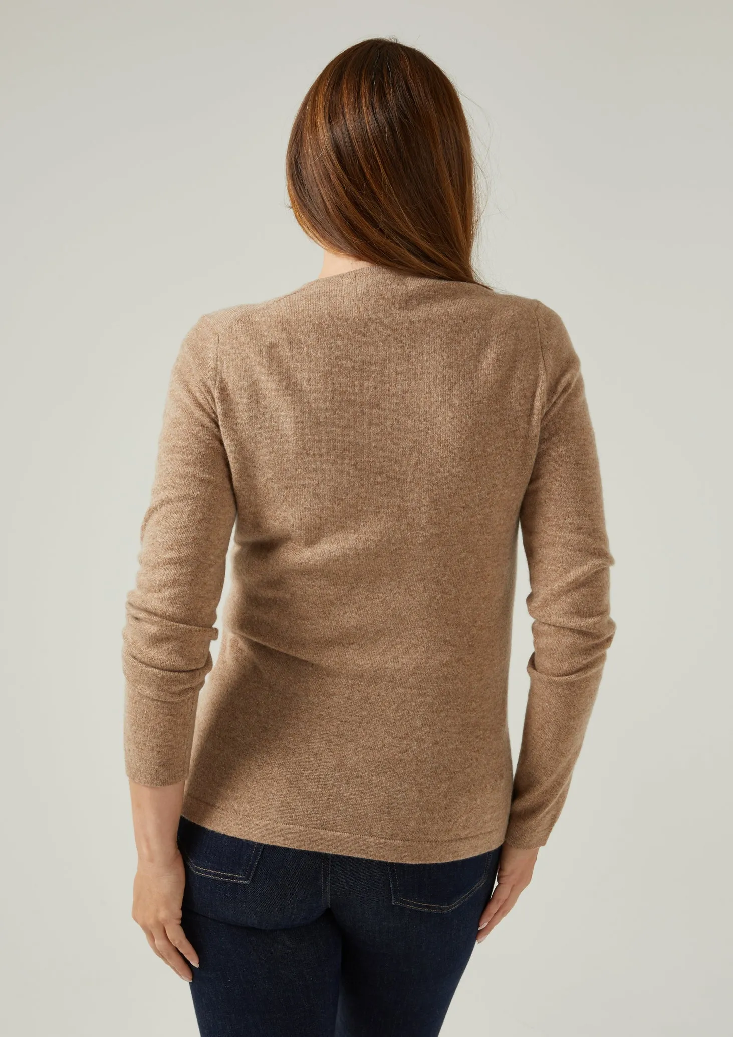 Georgina Ladies Geelong Lambswool Vee Neck Jumper In Colt