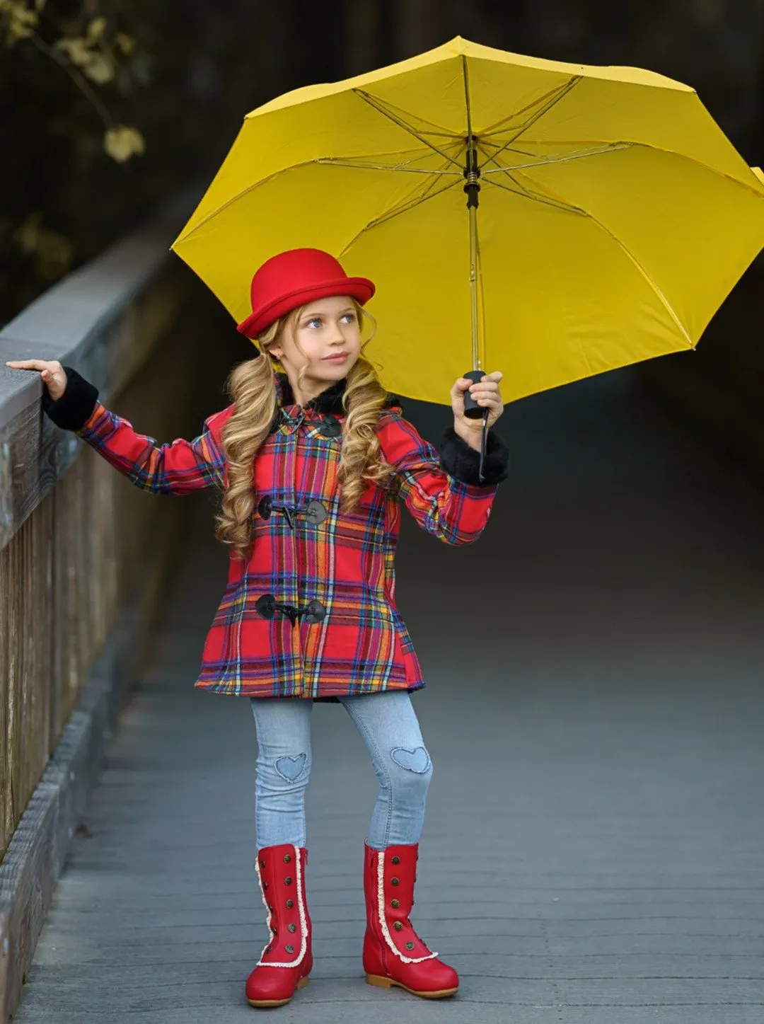 Girls Bundled Up Love Coat with Faux Fur Cuffs