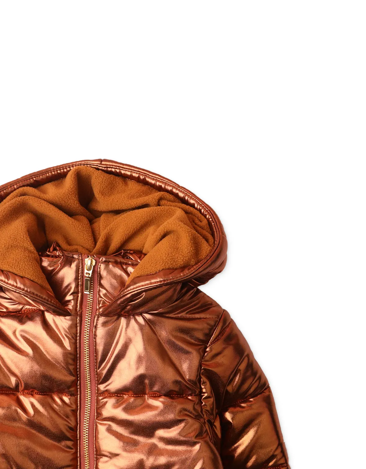 GIRLS METALLIC LAME PUFFER JACKET