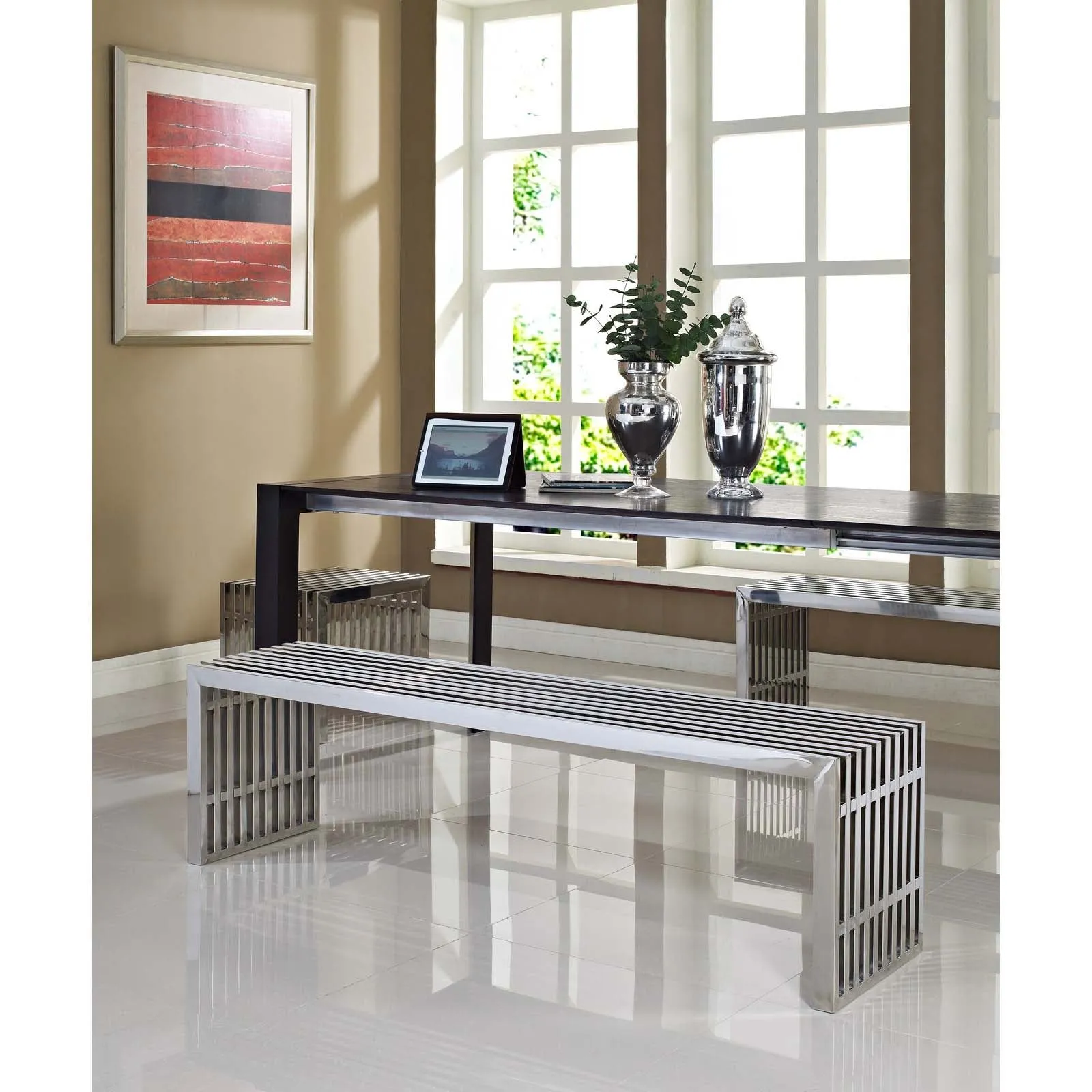 Gridiron Benches Set of 3 Silver EEI-867