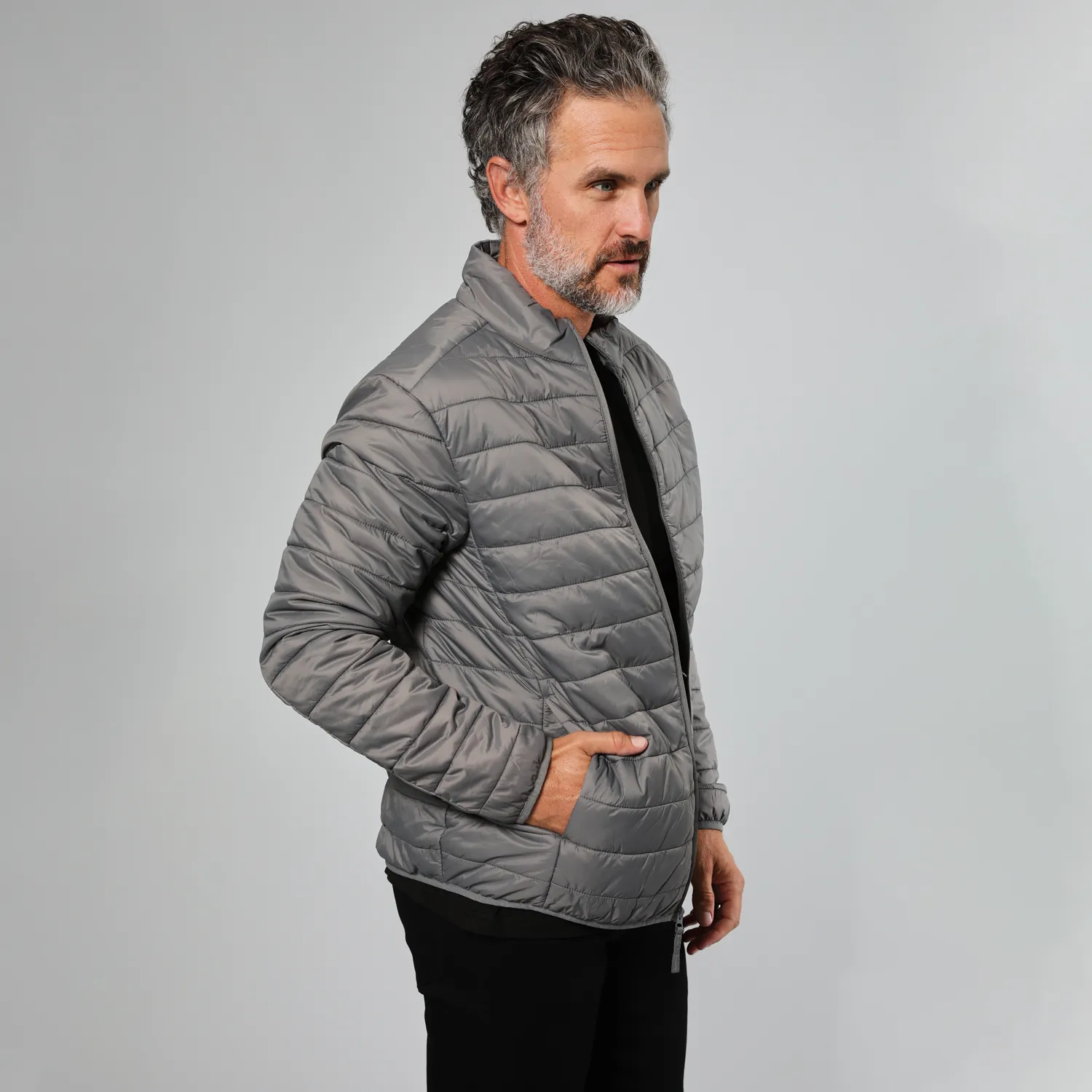 Gun Metal Quilted Puffer Jacket